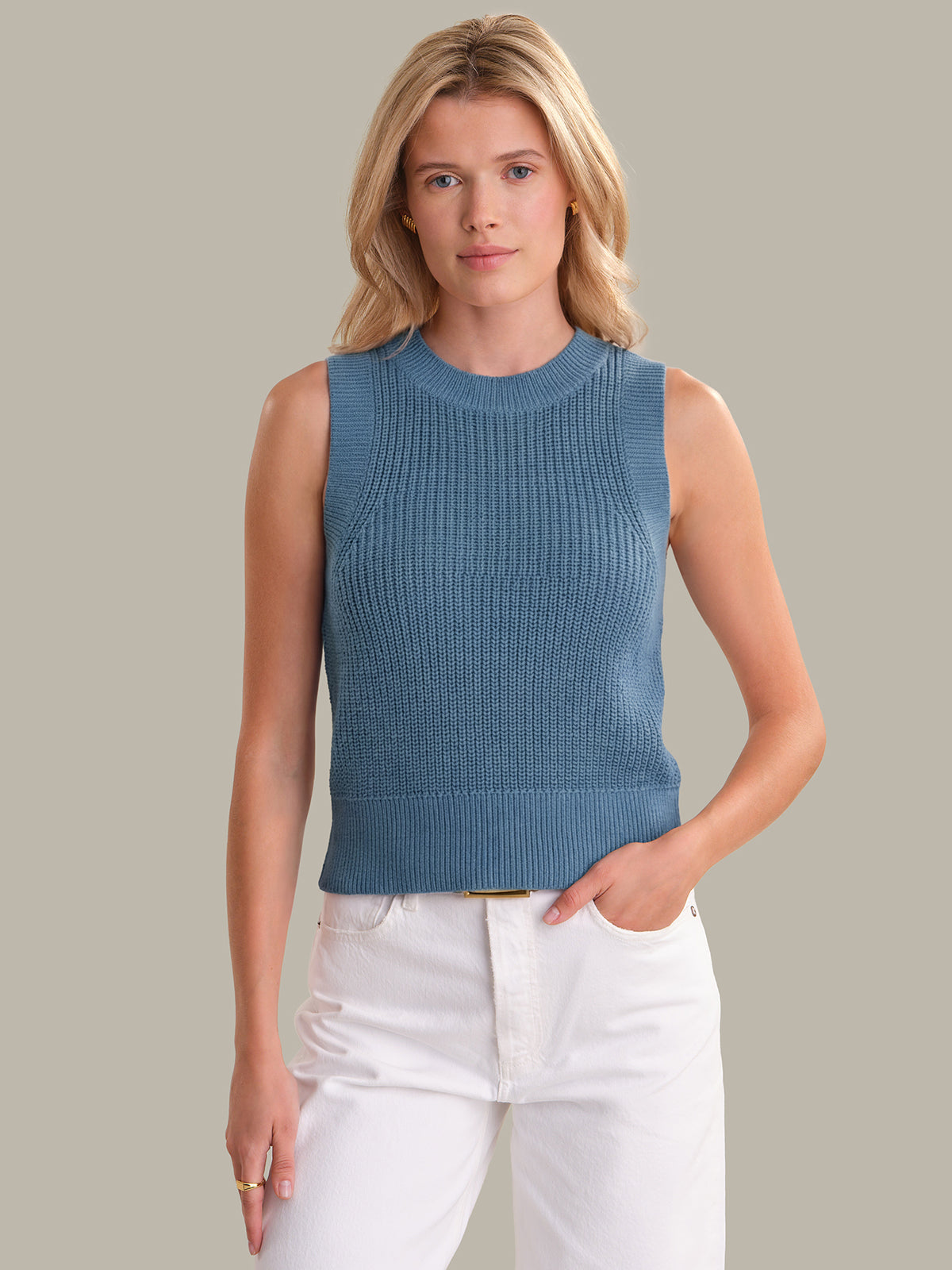 Demi: High Crewneck Cotton Tank