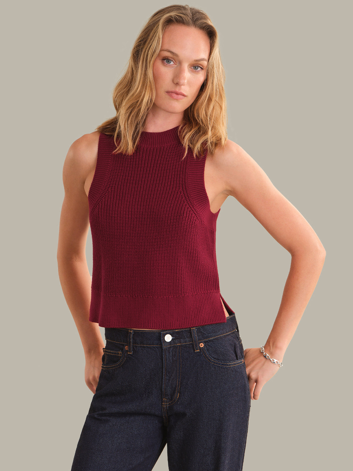 Demi: High Crewneck Cotton Tank