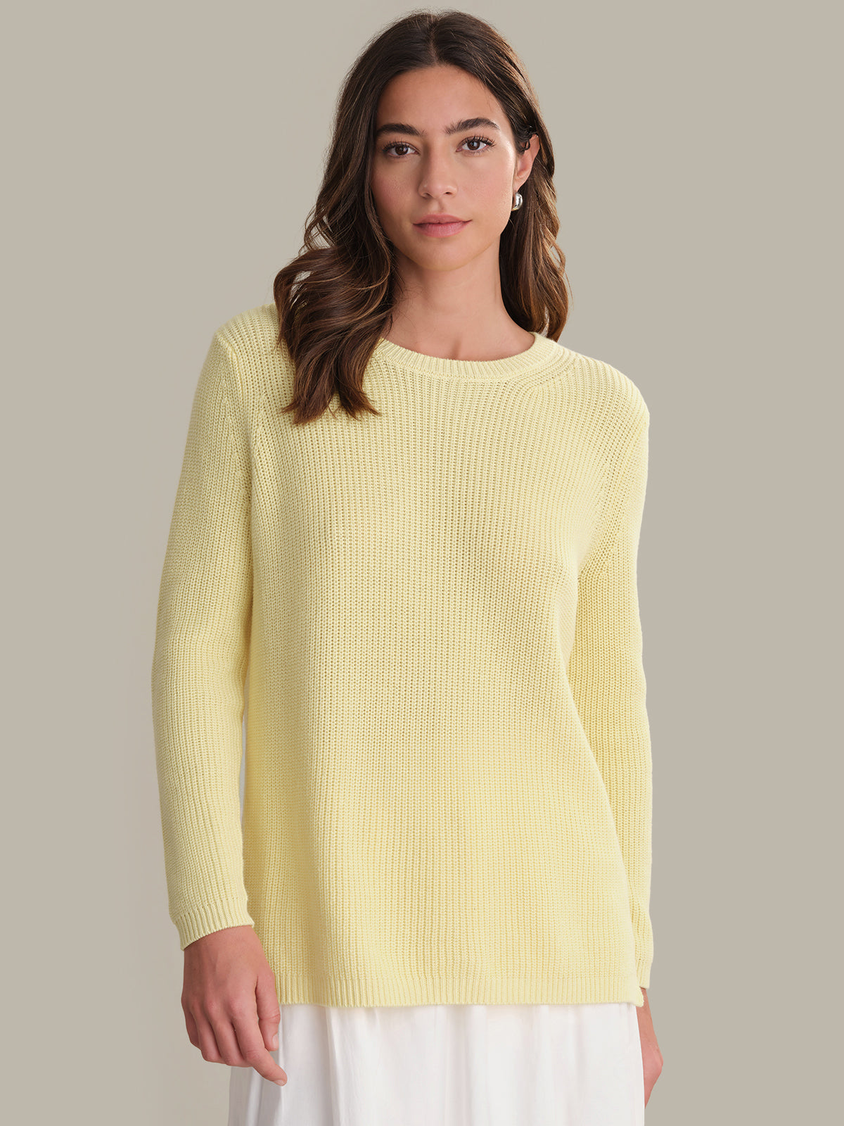 Emma: Crewneck Shaker Stitch Cotton Sweater