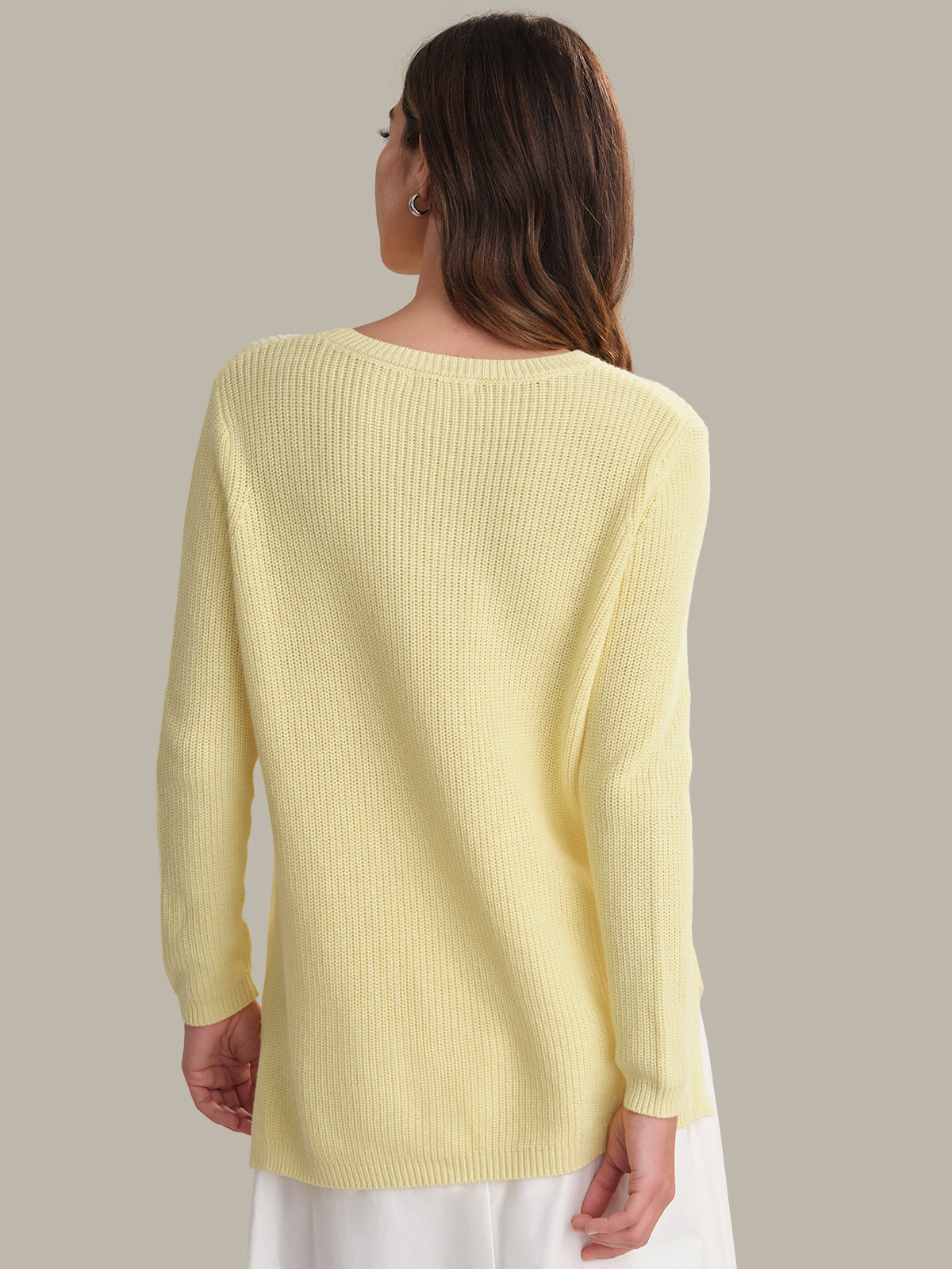 Emma: Crewneck Shaker Stitch Cotton Sweater