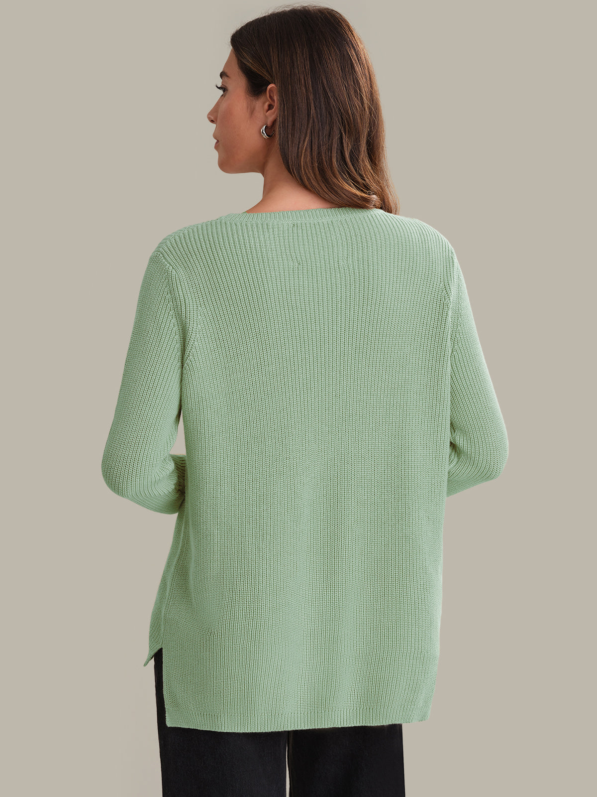 Emma: Crewneck Shaker Stitch Cotton Sweater