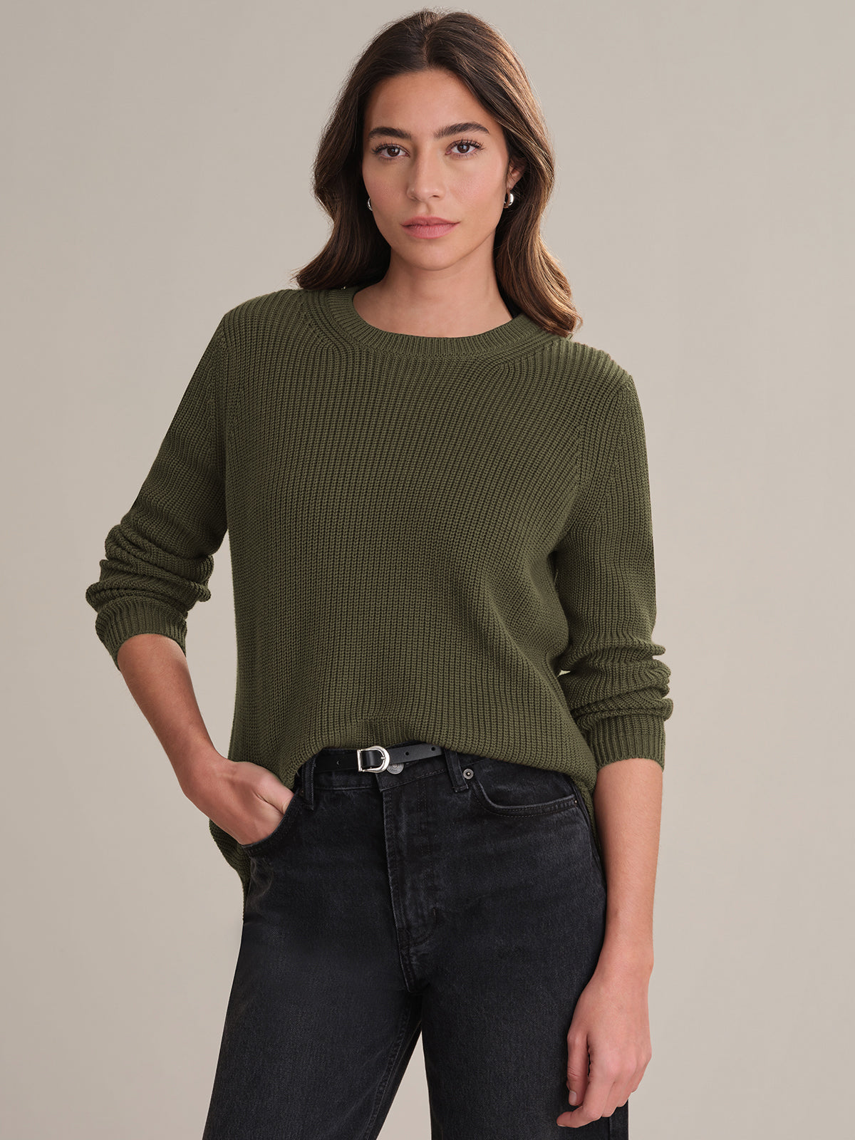 V Neck Olive Green Jumper Womens Cable Knit Wool Sweater Outfit 