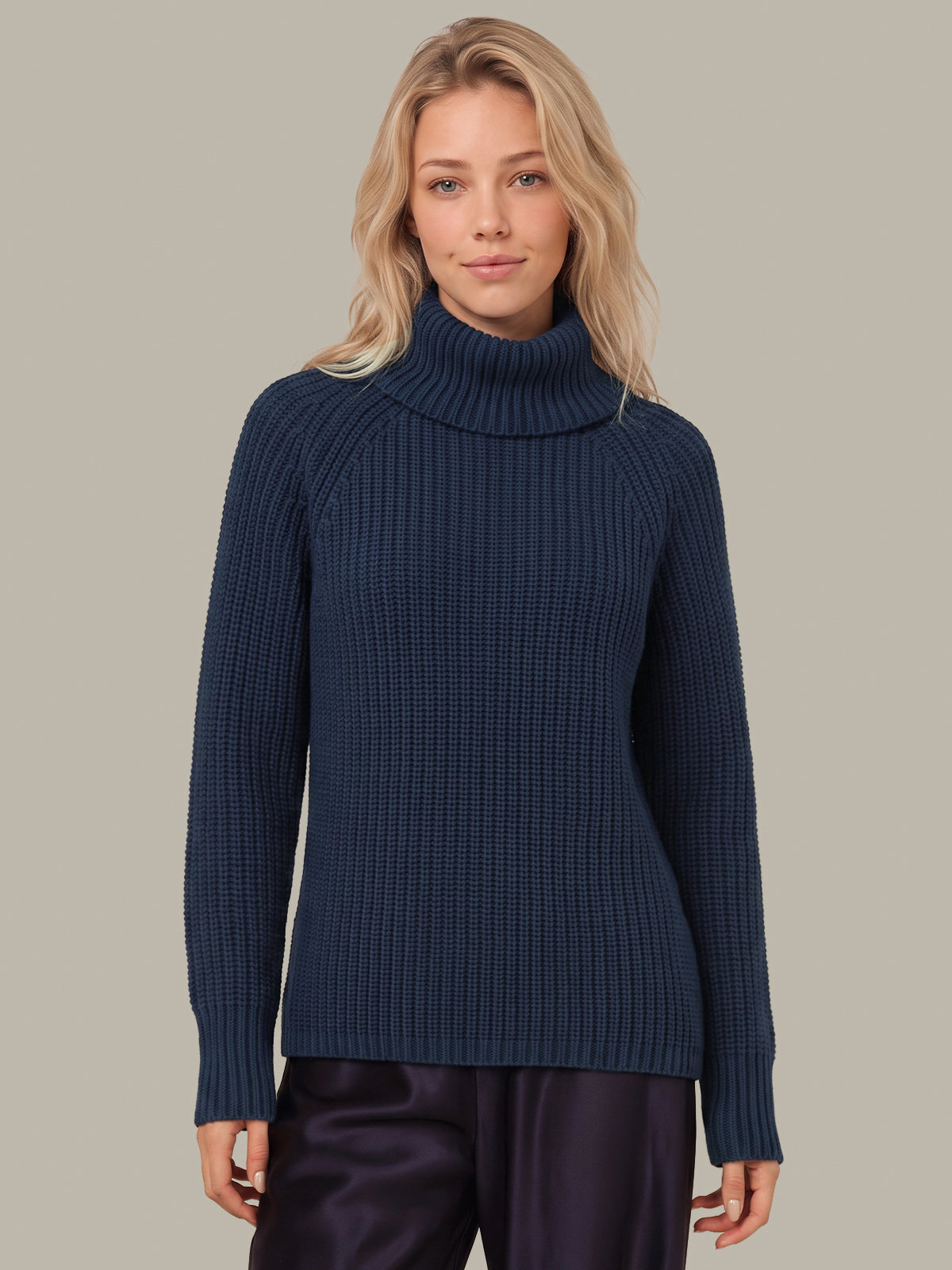 Stella: Cotton Shaker Stitch Turtleneck Sweater