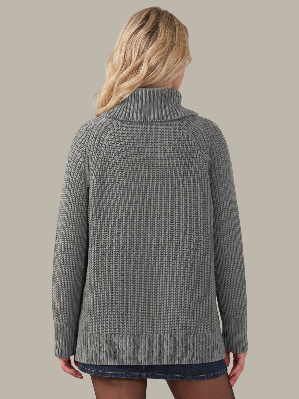 Stella: Cotton Shaker Stitch Turtleneck Sweater