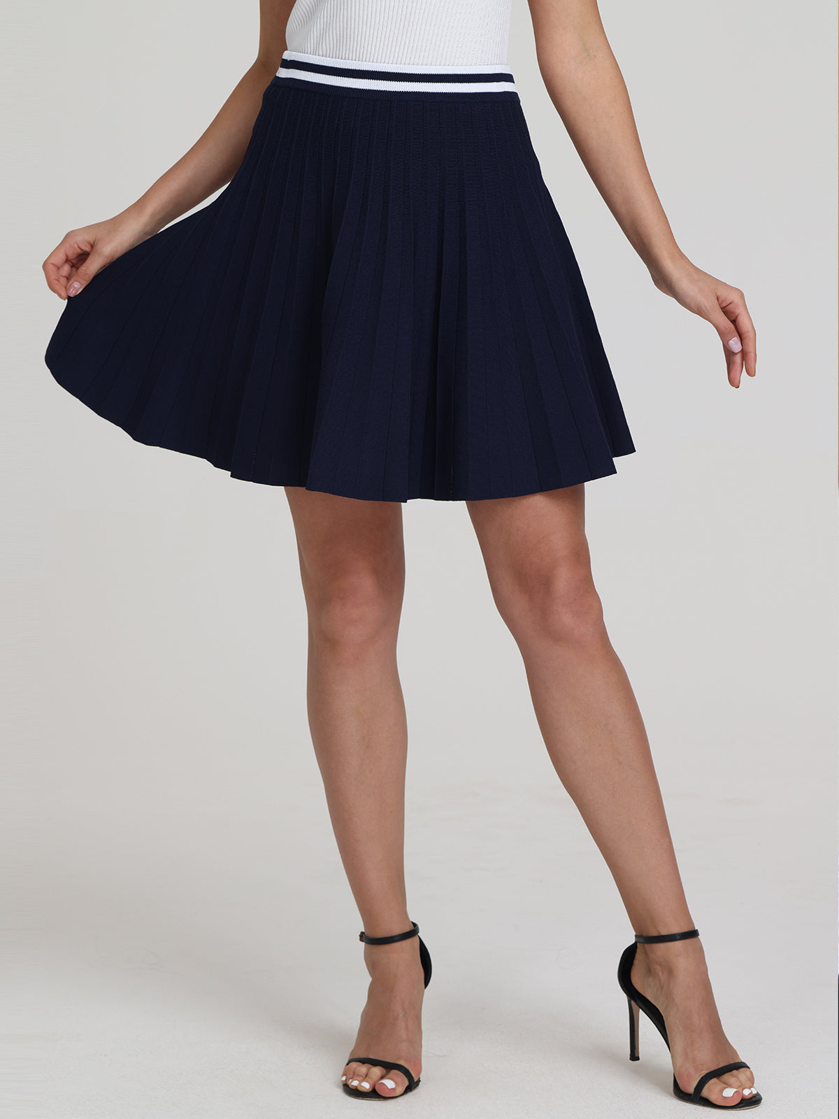 Pleated Skirt Outfit Light Blue Skater Skirt Mesh Skater Skirt