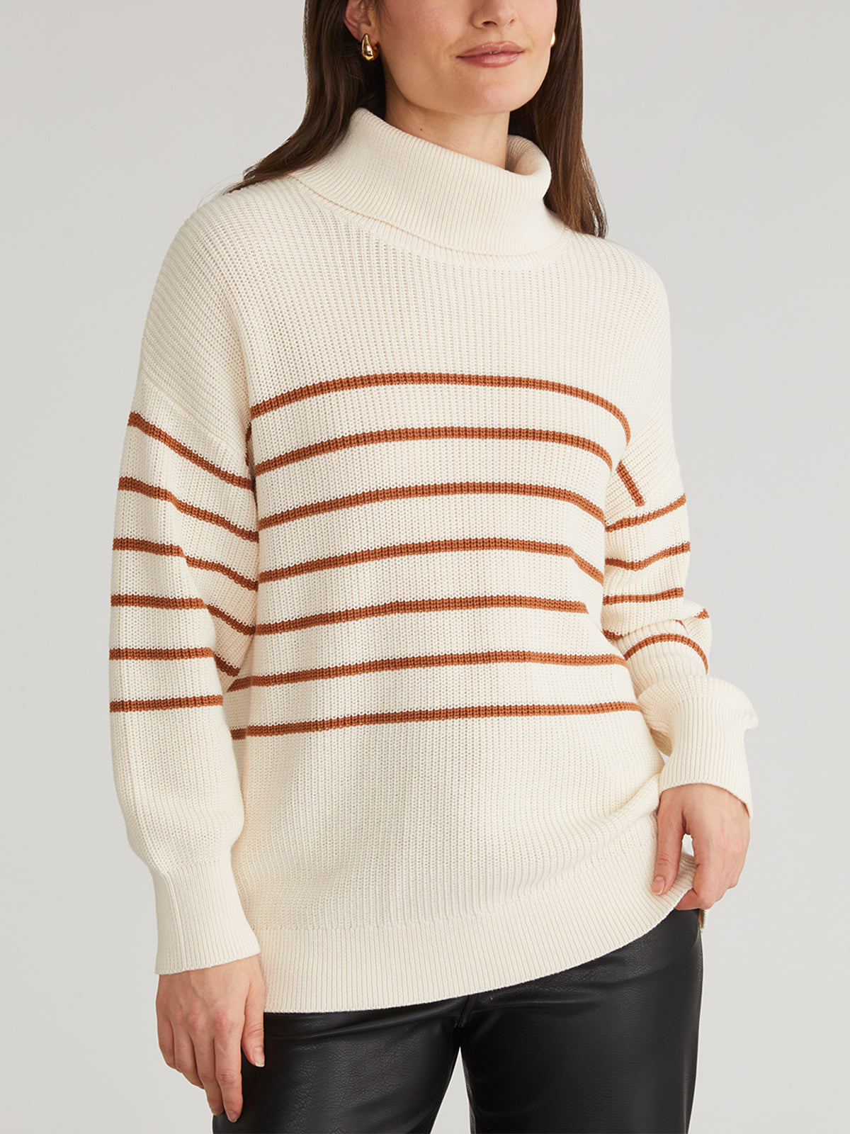 525 America Elise: Oversize Stripe Turtleneck Pullover