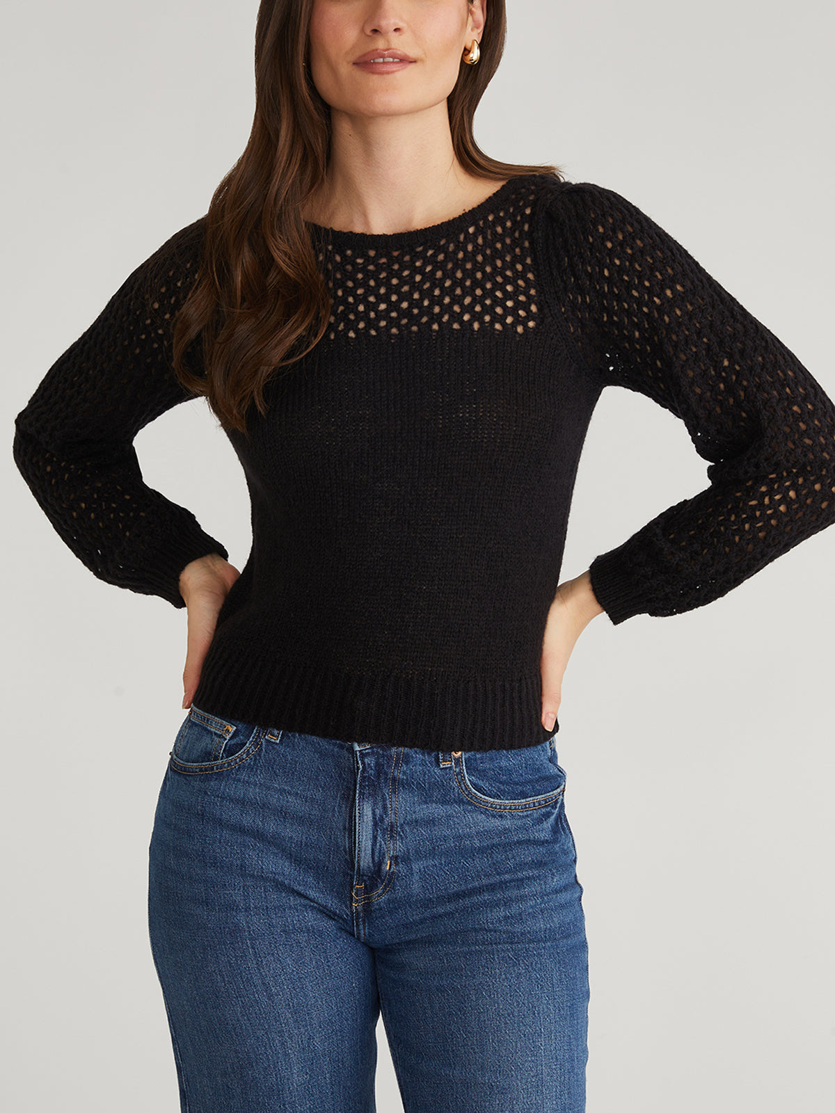 525 America Brigid: Puff Sleeve Mesh Pullover