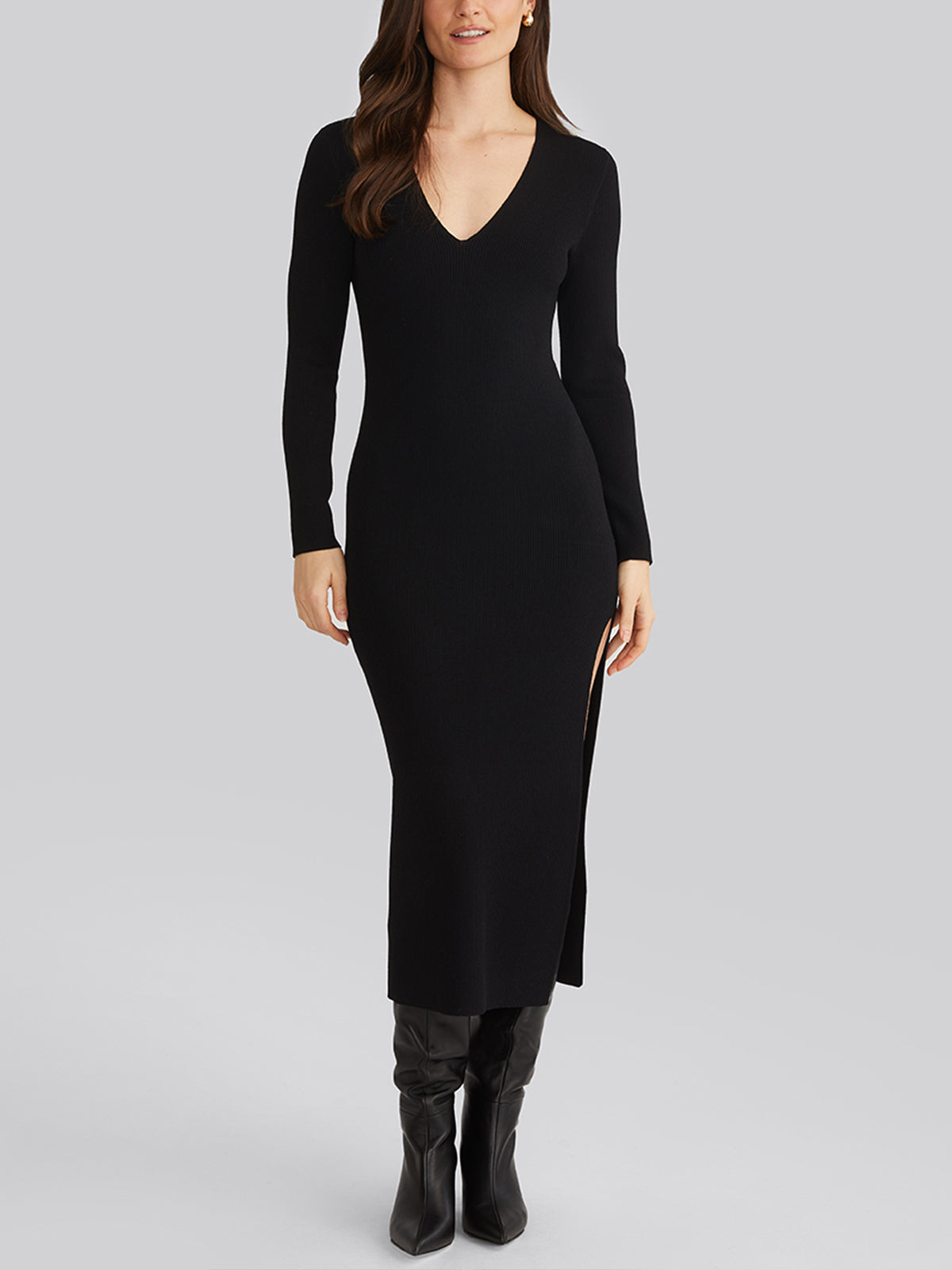 525 America Womens Lace-Up Maxi Sweaterdress, XS, Black