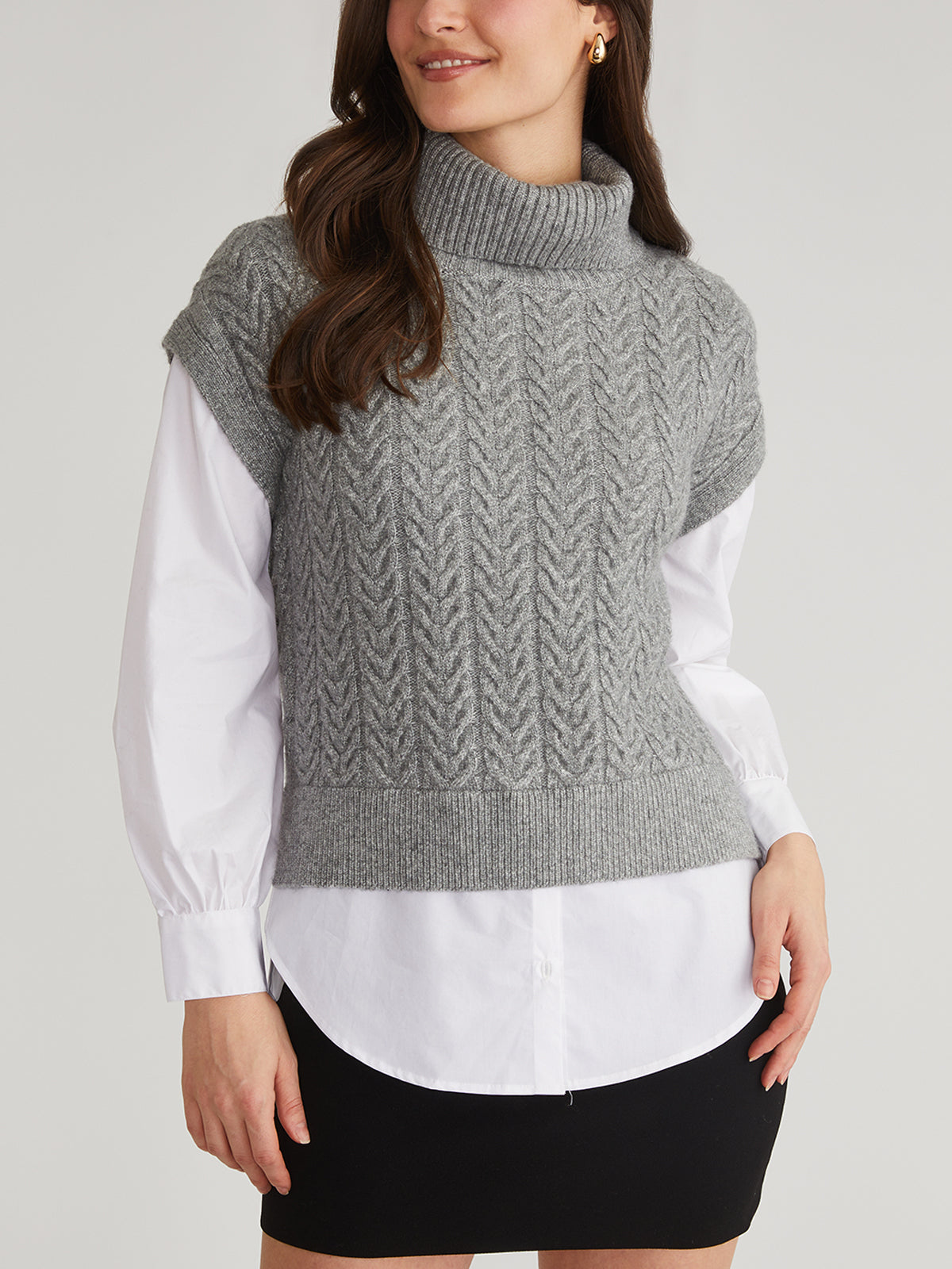 Knit Sweater Woven Turtleneck 525 America Sofia: Mixed Media