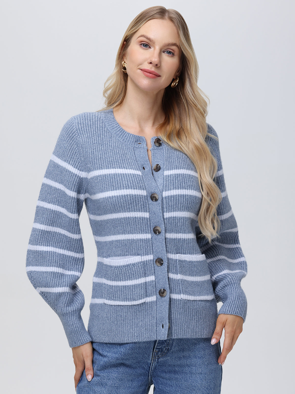 525 America Josie: Crewneck Stripe Cardigan