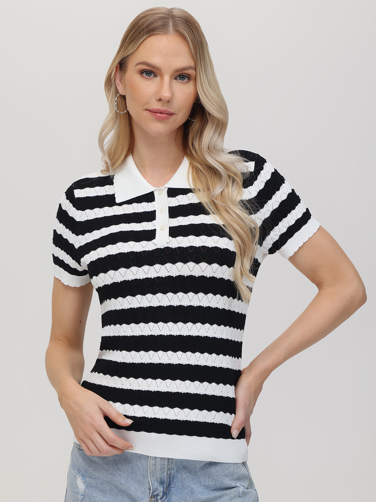 525 America Lucille: Stripe Polo Sweater