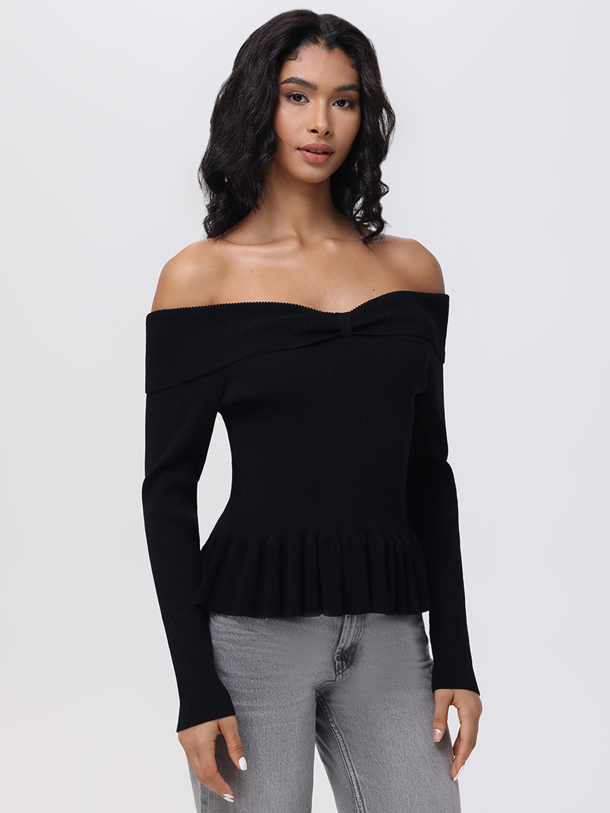 525 America Morgan: Off Shoulder Peplum Sweater - Main Image