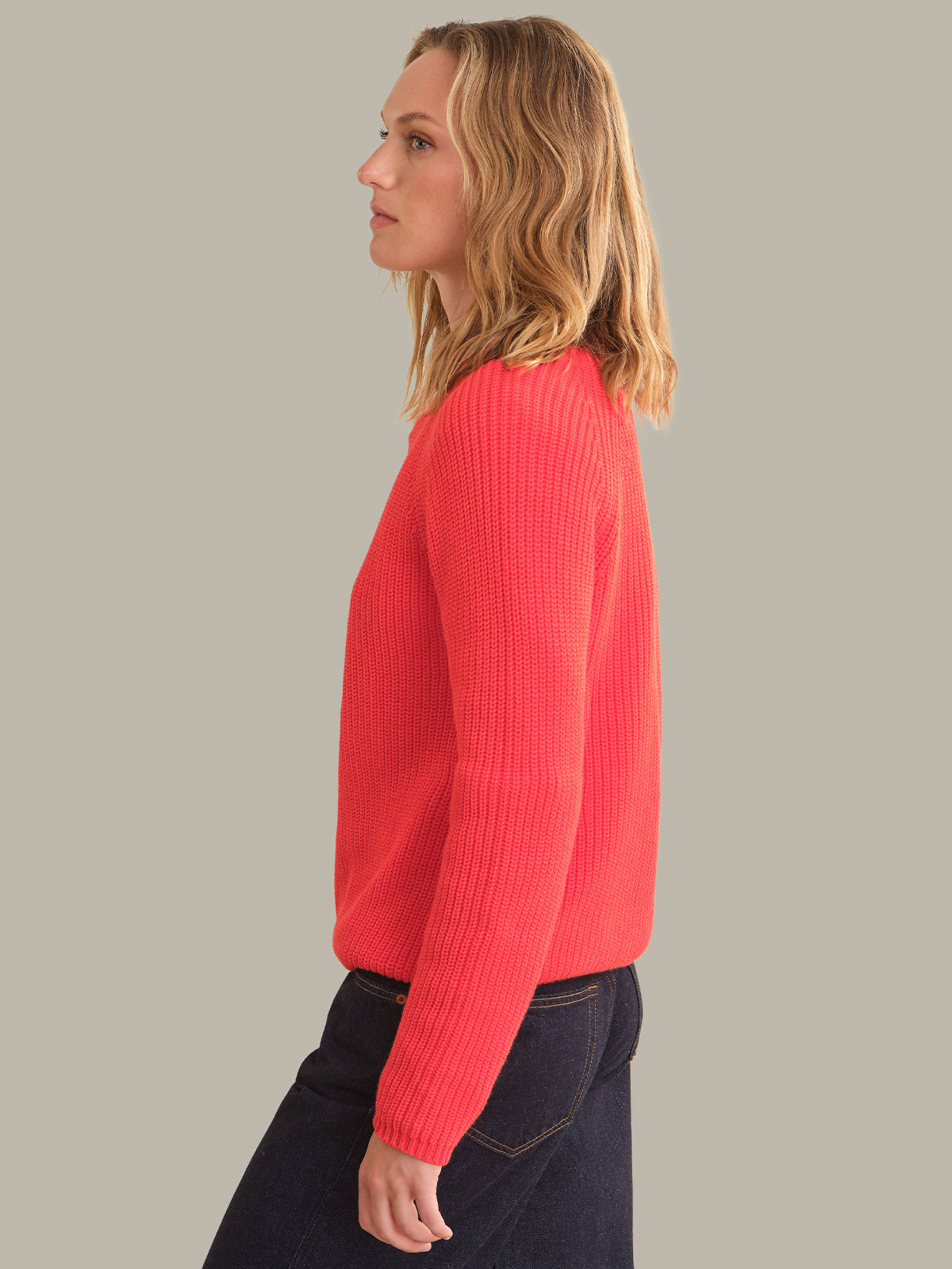 Jane: Crewneck Shaker Stitch Cotton Sweater