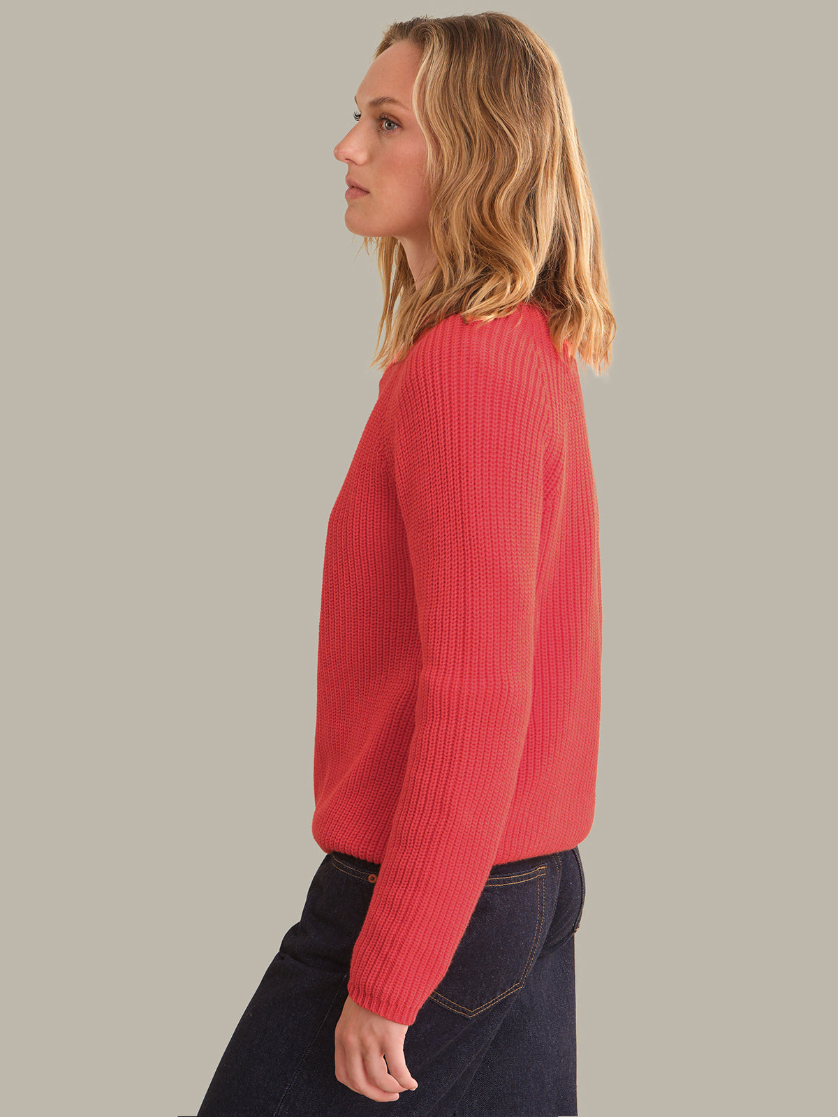 Jane: Crewneck Shaker Stitch Cotton Sweater