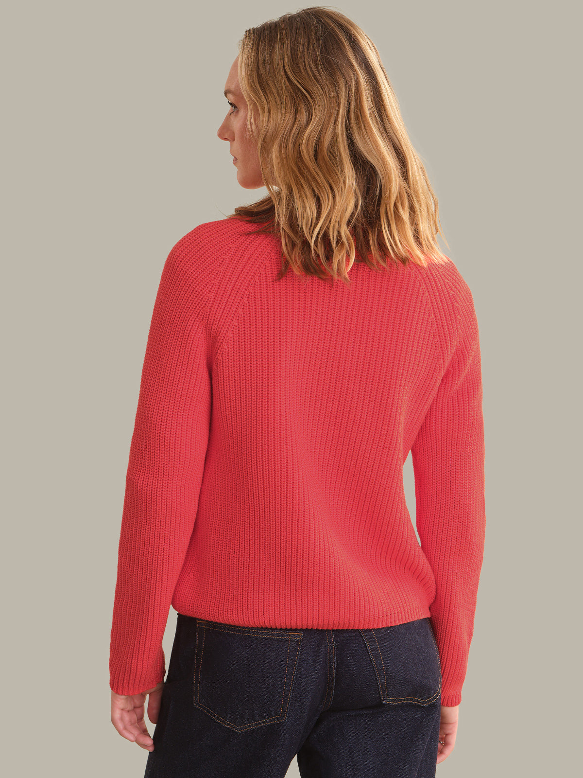 Jane: Crewneck Shaker Stitch Cotton Sweater