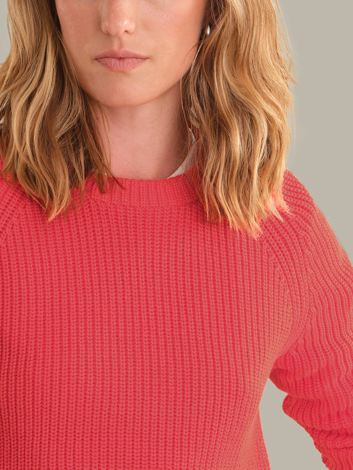 Jane: Crewneck Shaker Stitch Cotton Sweater