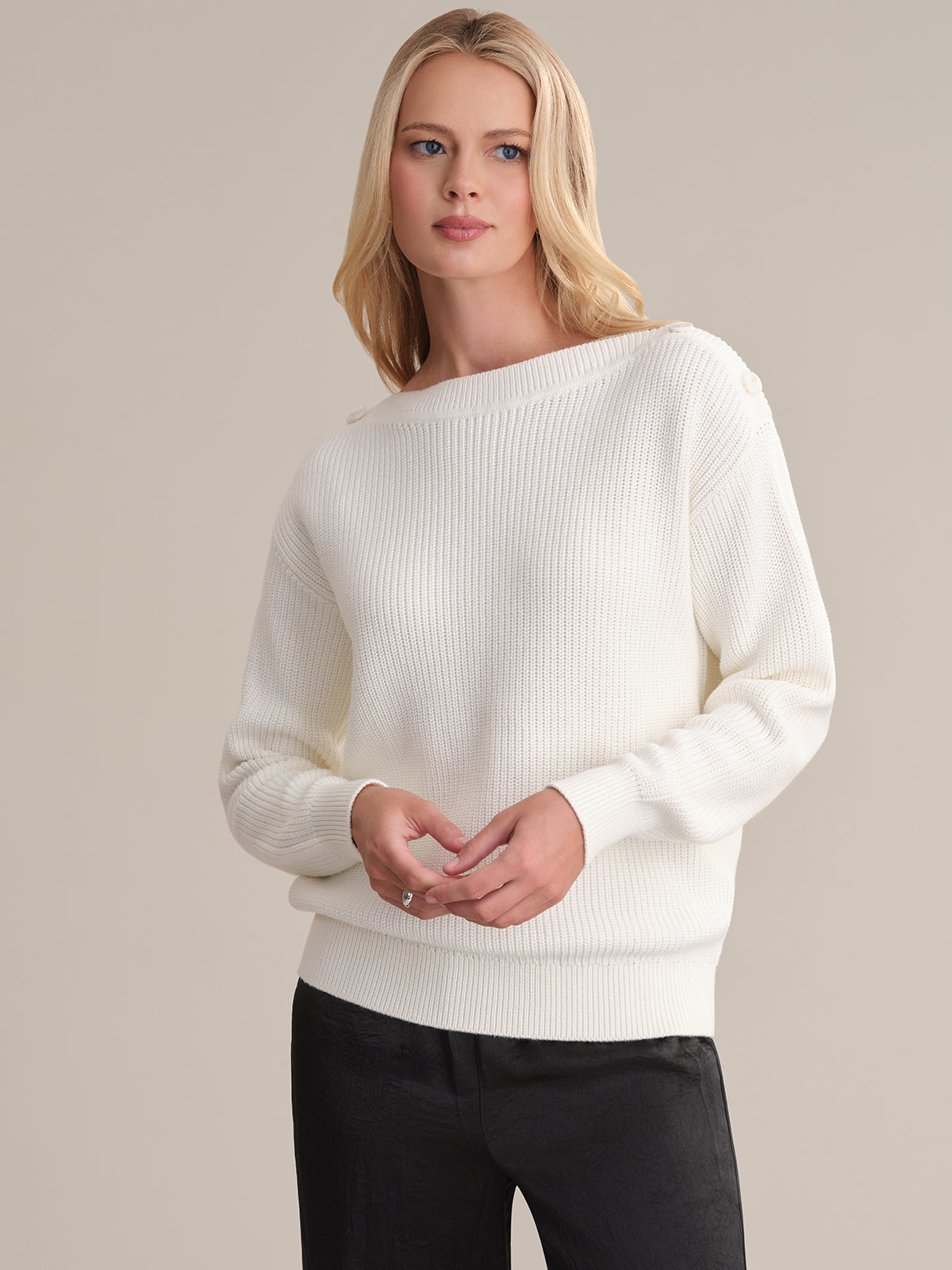 525 America Elina: Boat Neck Cotton Sweater - Main Image
