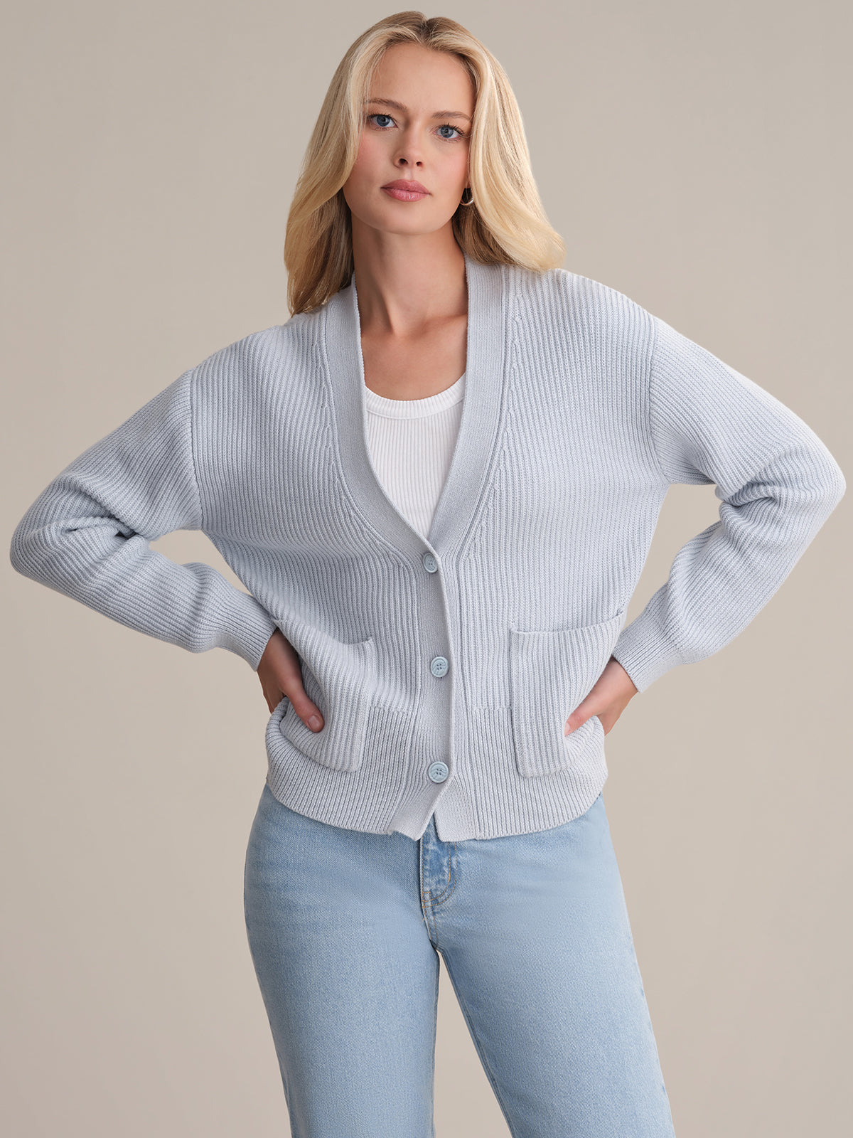 525 America Abigail: V-Neck Cotton Cardigan