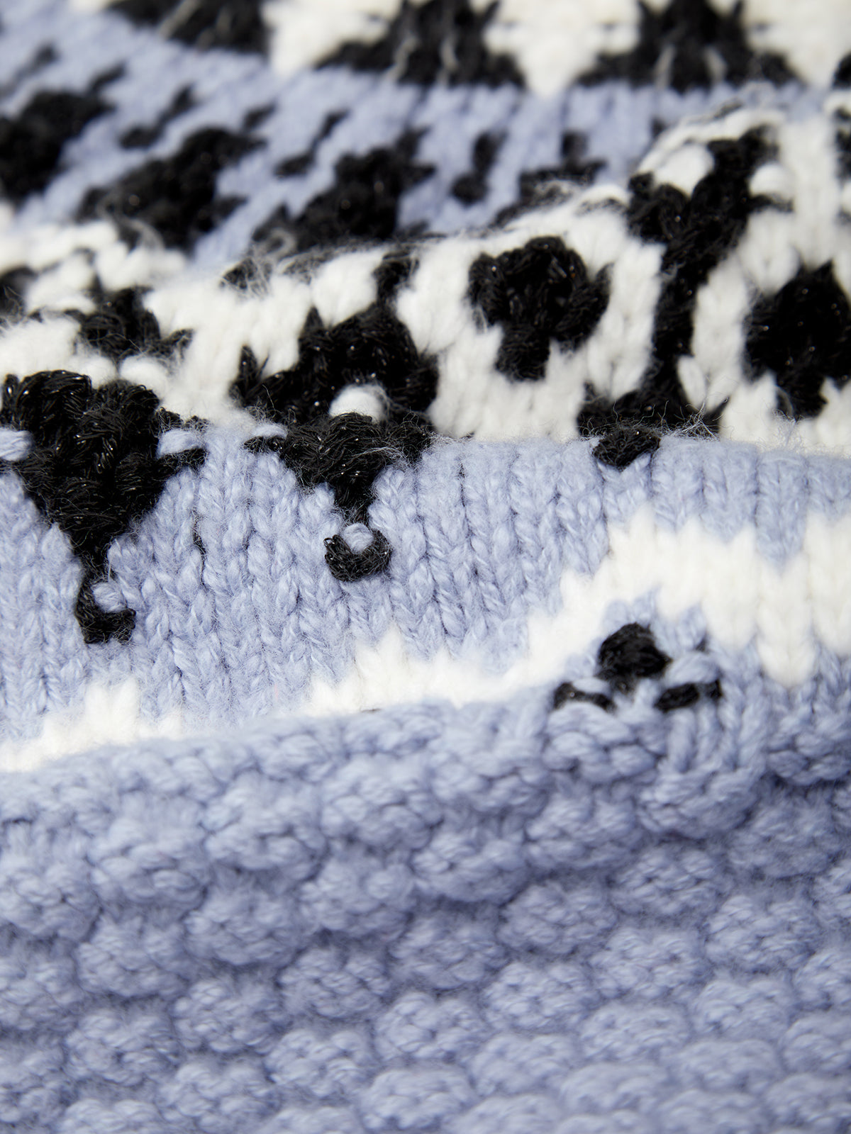 Close-up of a textured fabric with black and white pattern