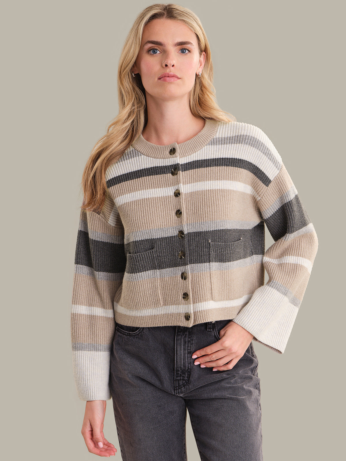 525 America Dana: Crewneck Stripe Cardigan