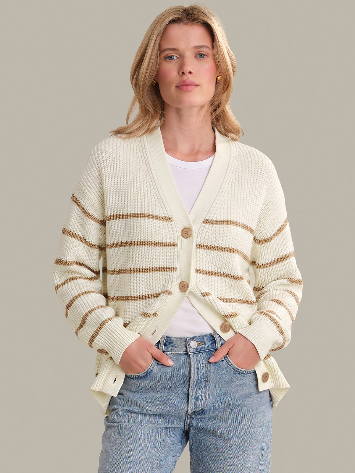 525 America Emilia: Oversized Striped Cotton Cocoon Cardigan