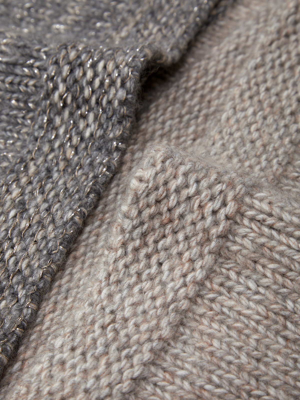 Close-up of gray fabric with a textured pattern