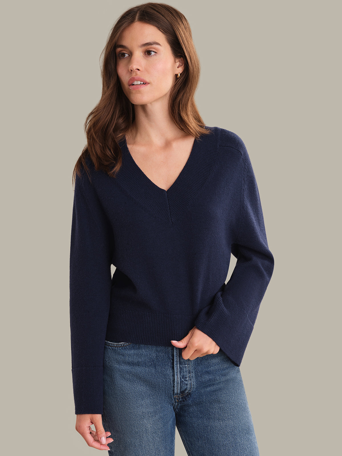 525 America Alina: Cashmere Blend V-Neck Sweater