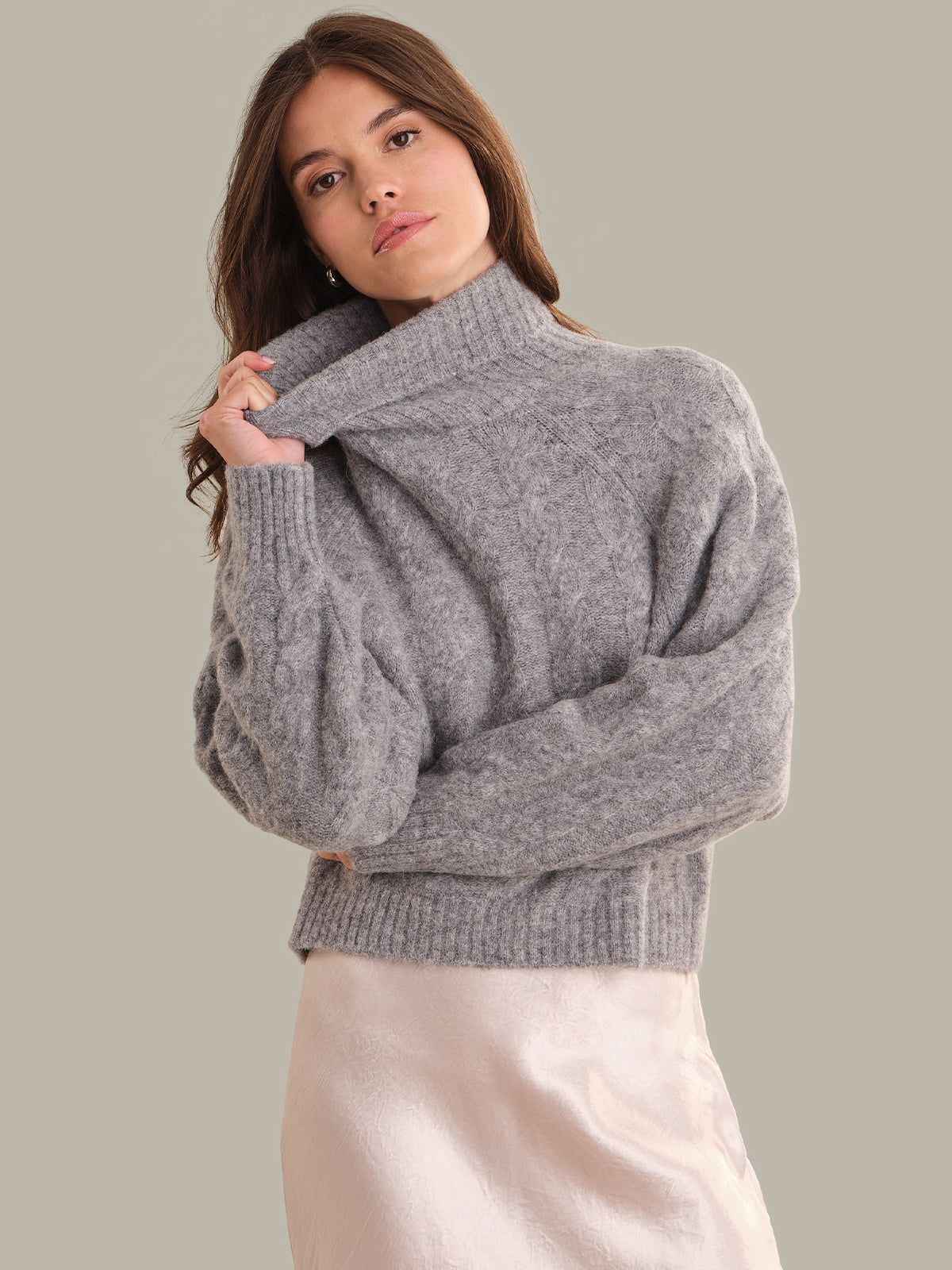 525 America Pearl: Alpaca Cable Knit Turtleneck Sweater
