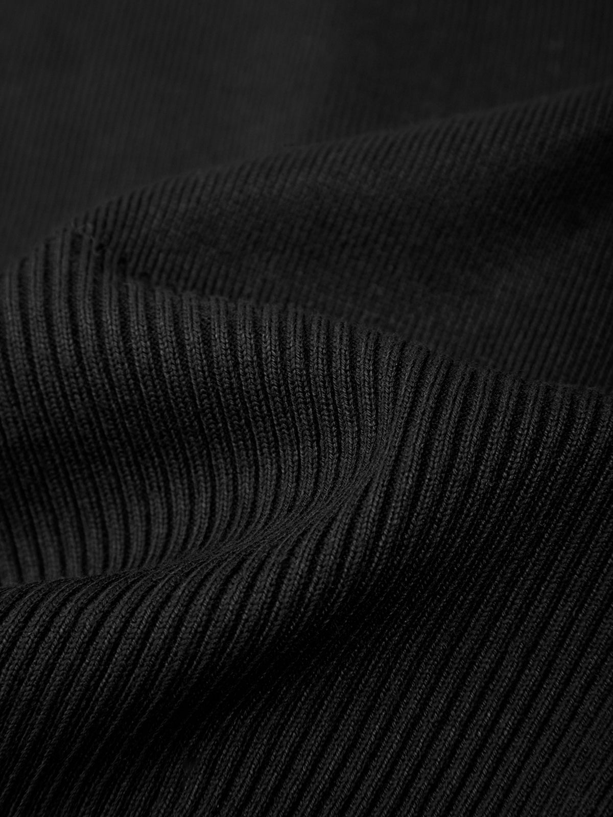Close-up of black ribbed fabric texture
