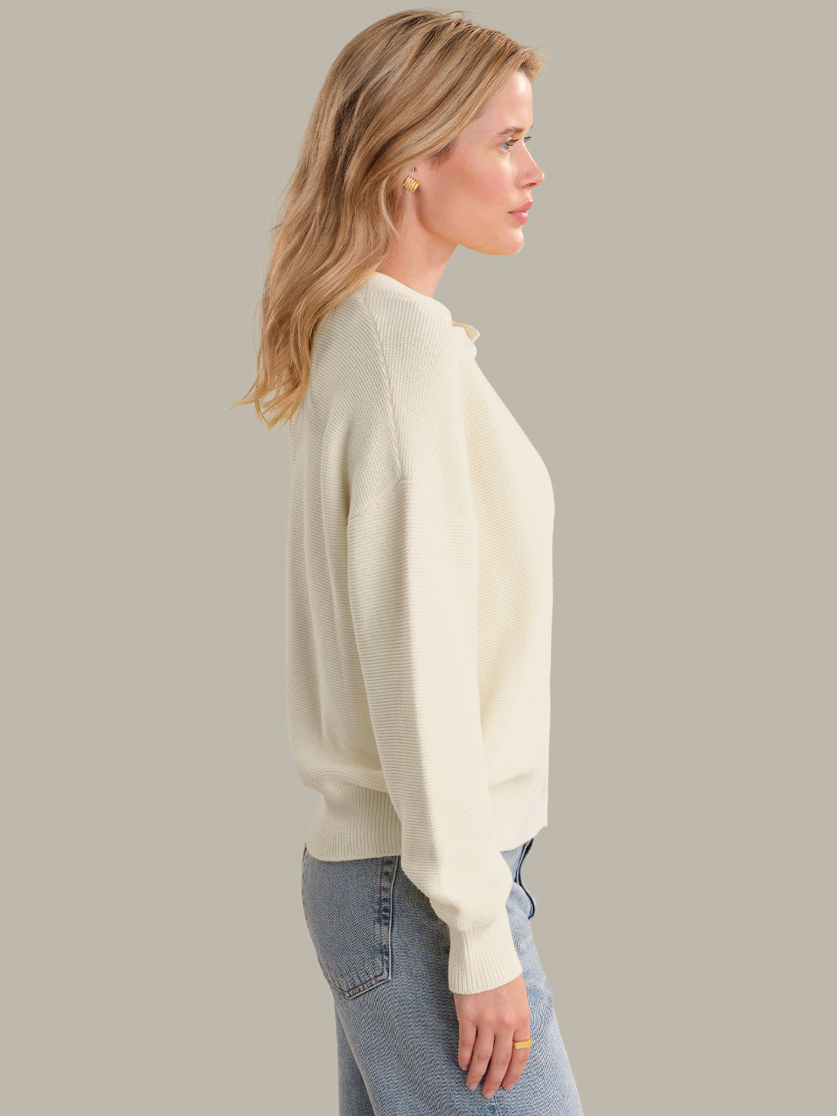 Emy: Crewneck Cotton Cardigan