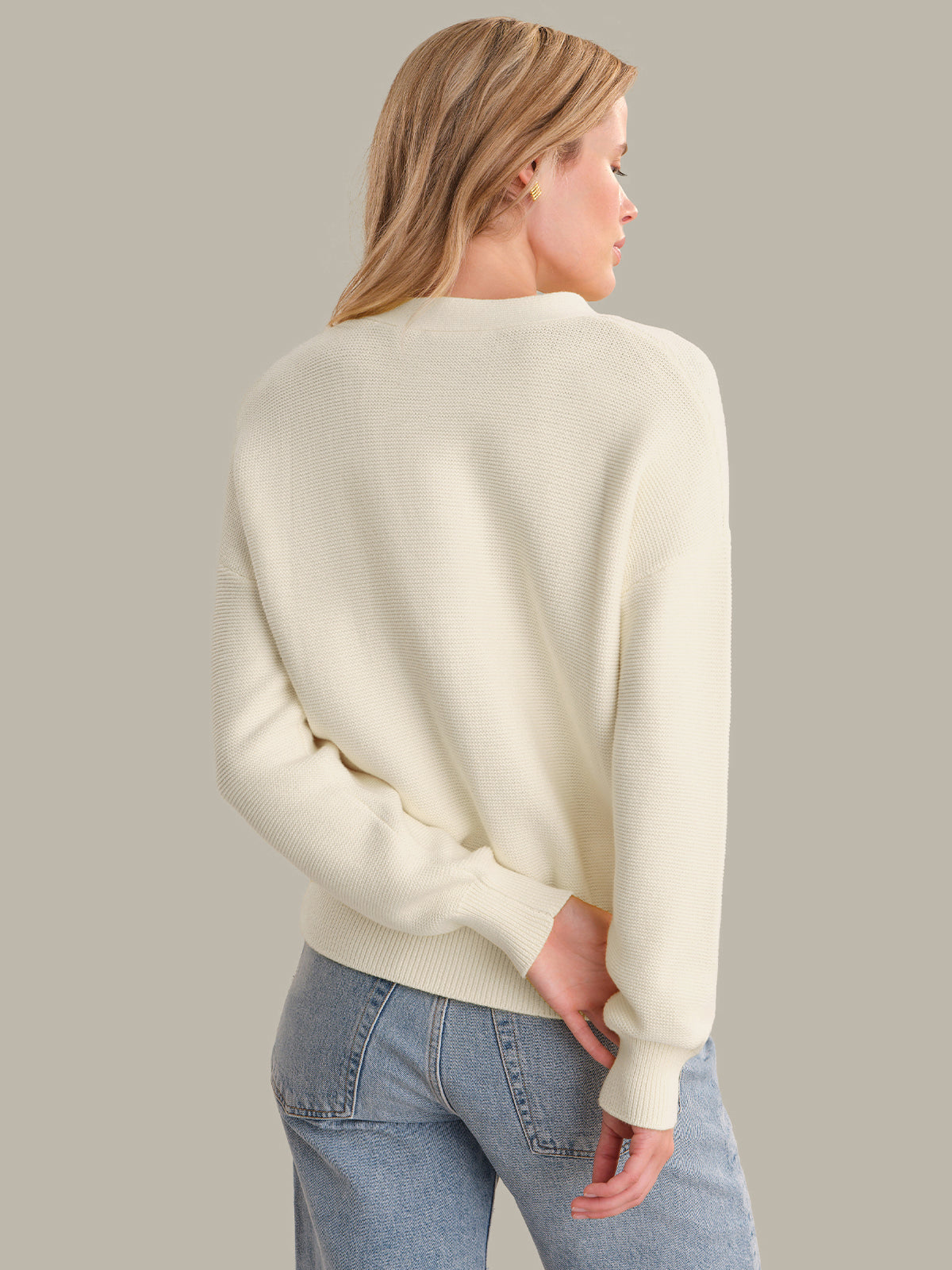Emy: Crewneck Cotton Cardigan