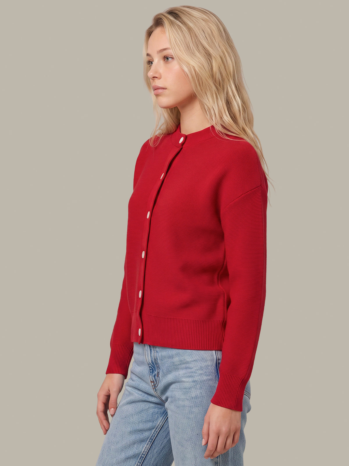Emy: Crewneck Cotton Cardigan