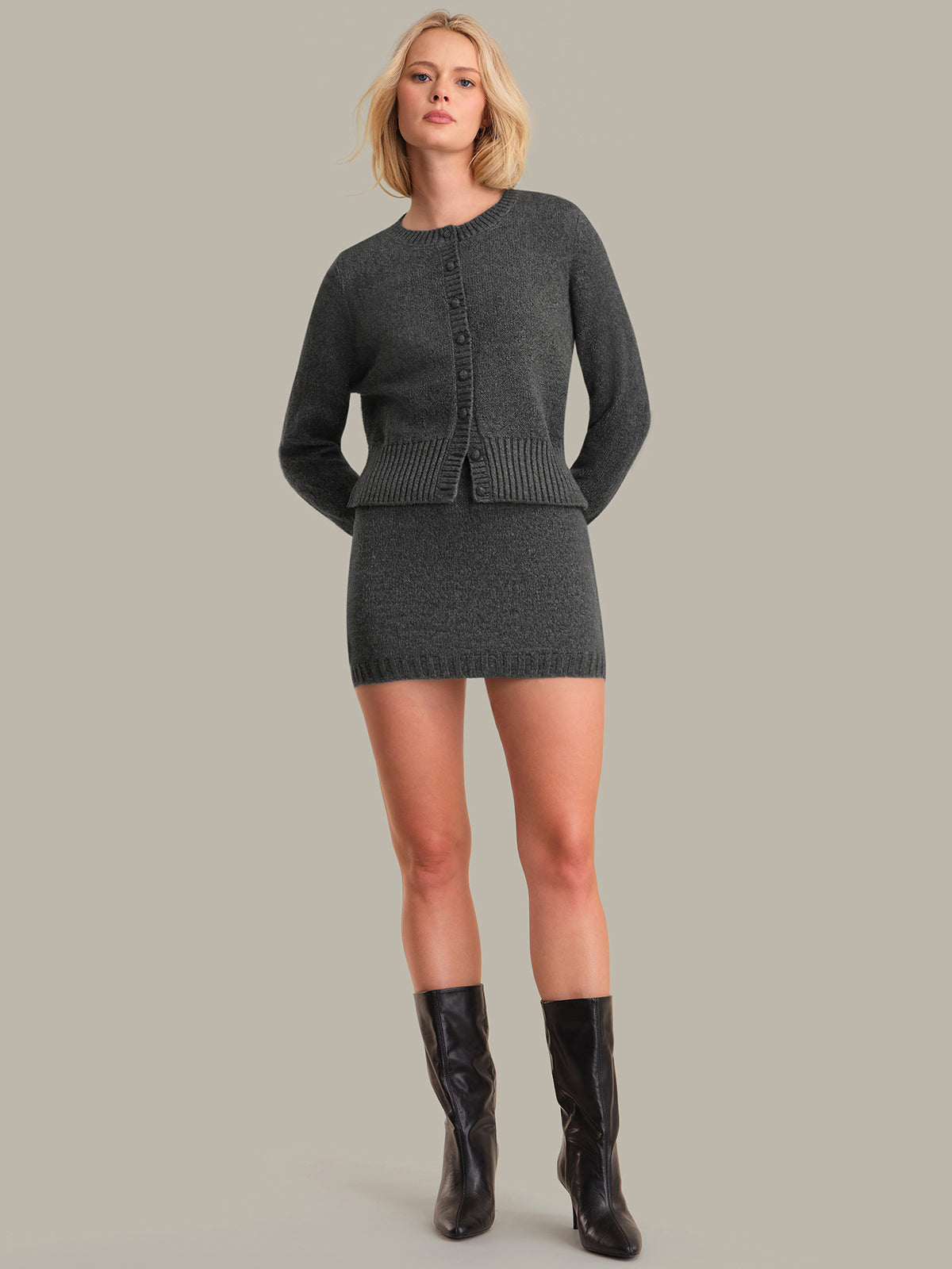 525 America Alena: Mini Sweater Skirt Charcoal Grey / XS