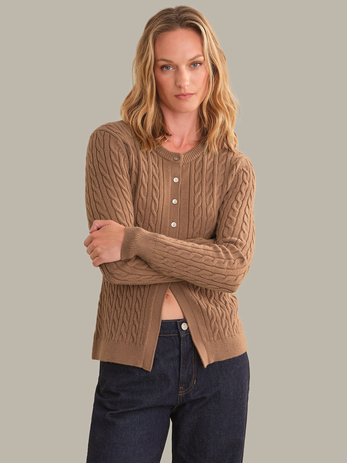 Juliette Cable Split Hem Cardigan