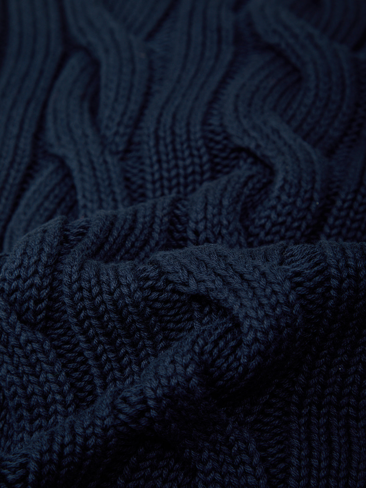 Close-up of dark blue knitted fabric texture