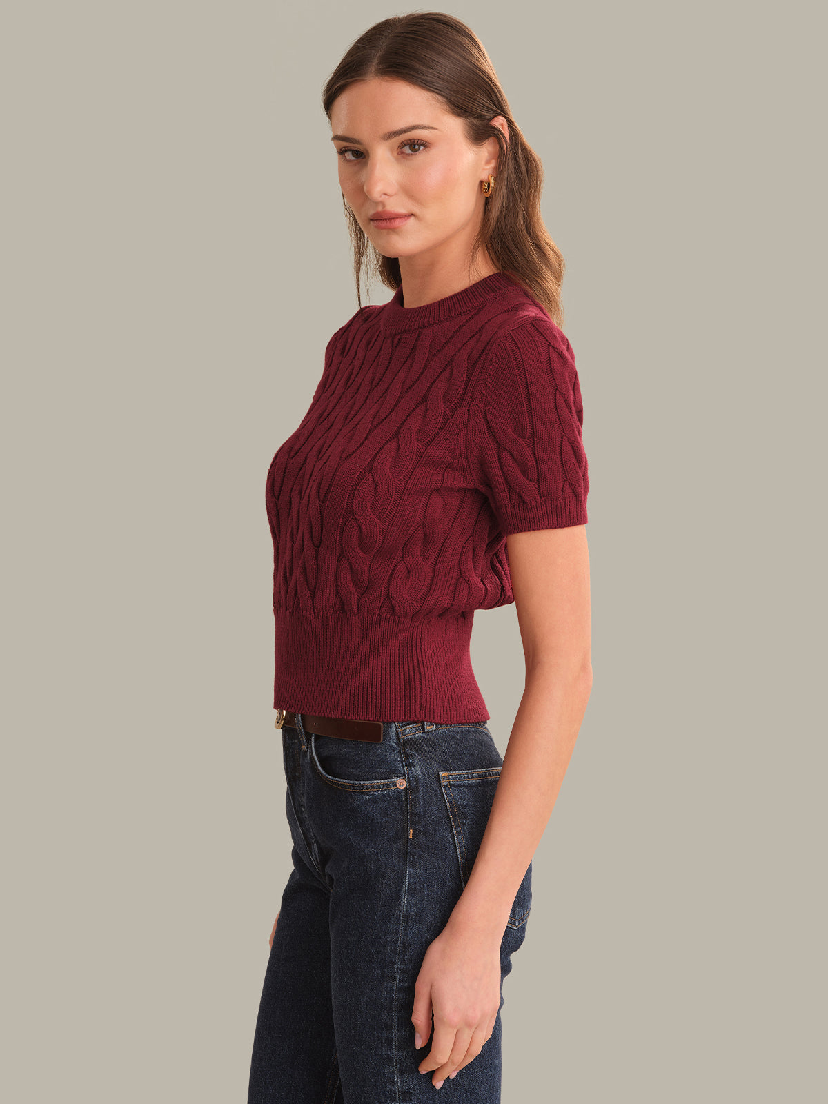 Sky Cable Crew Neck Pullover