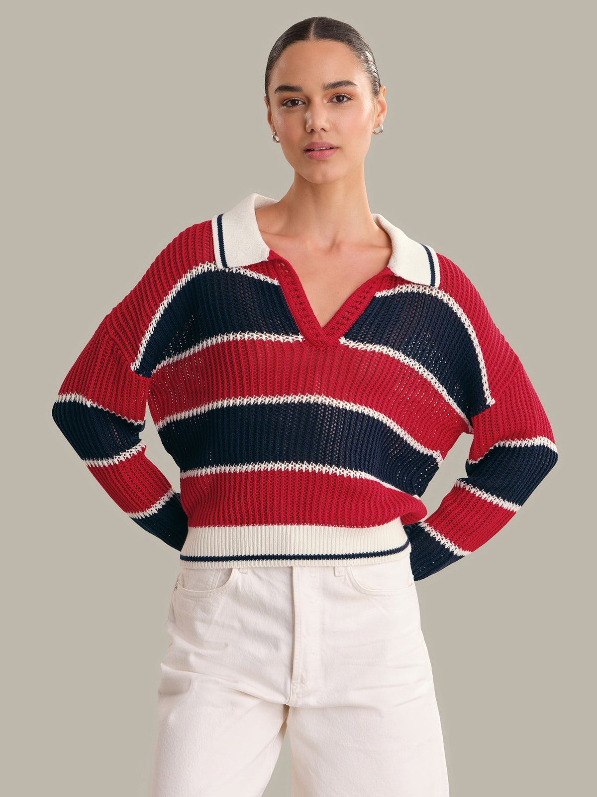 Alexa Rugby Stripe Polo Pullover