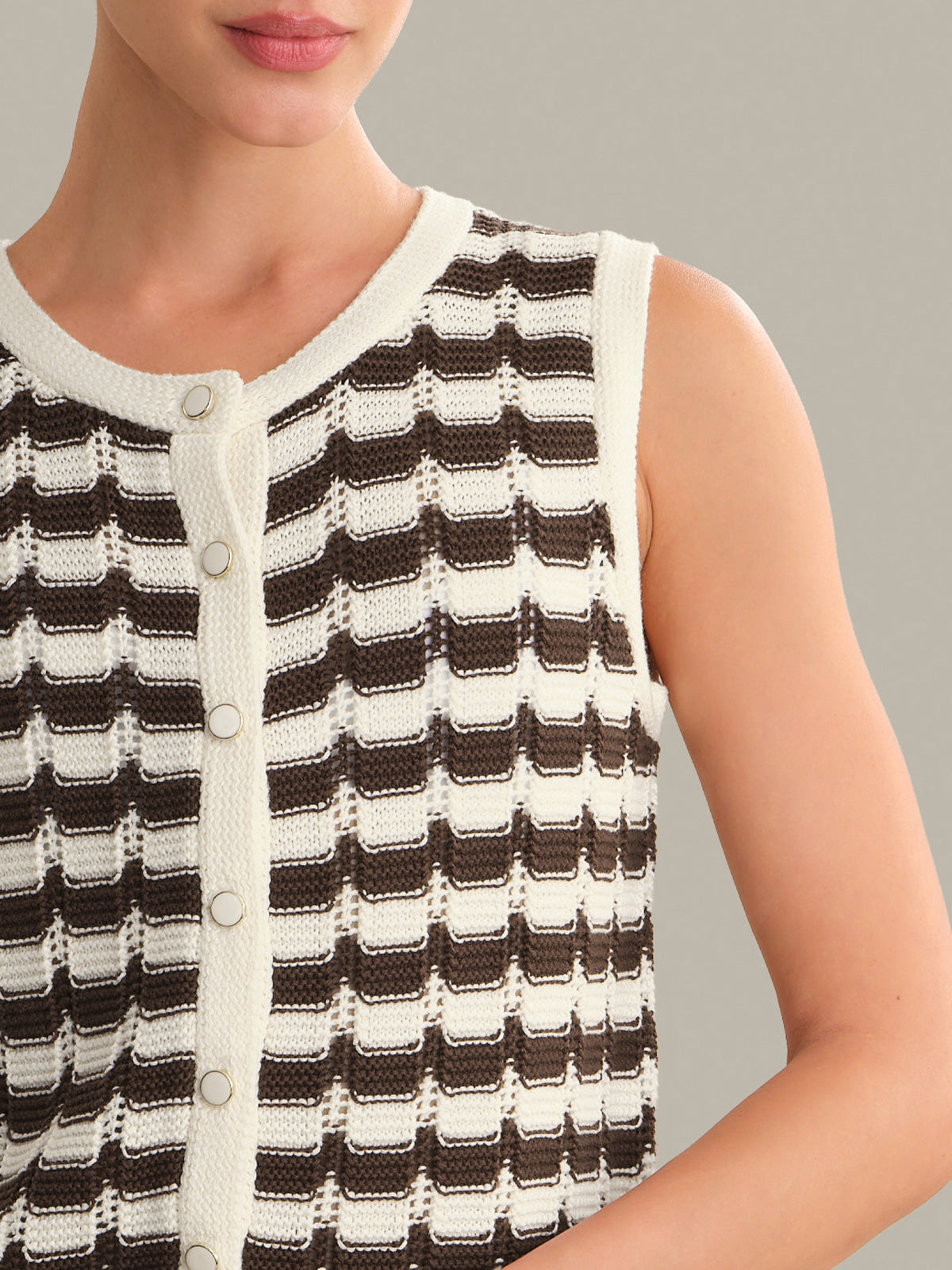Isla Striped Button Front Vest