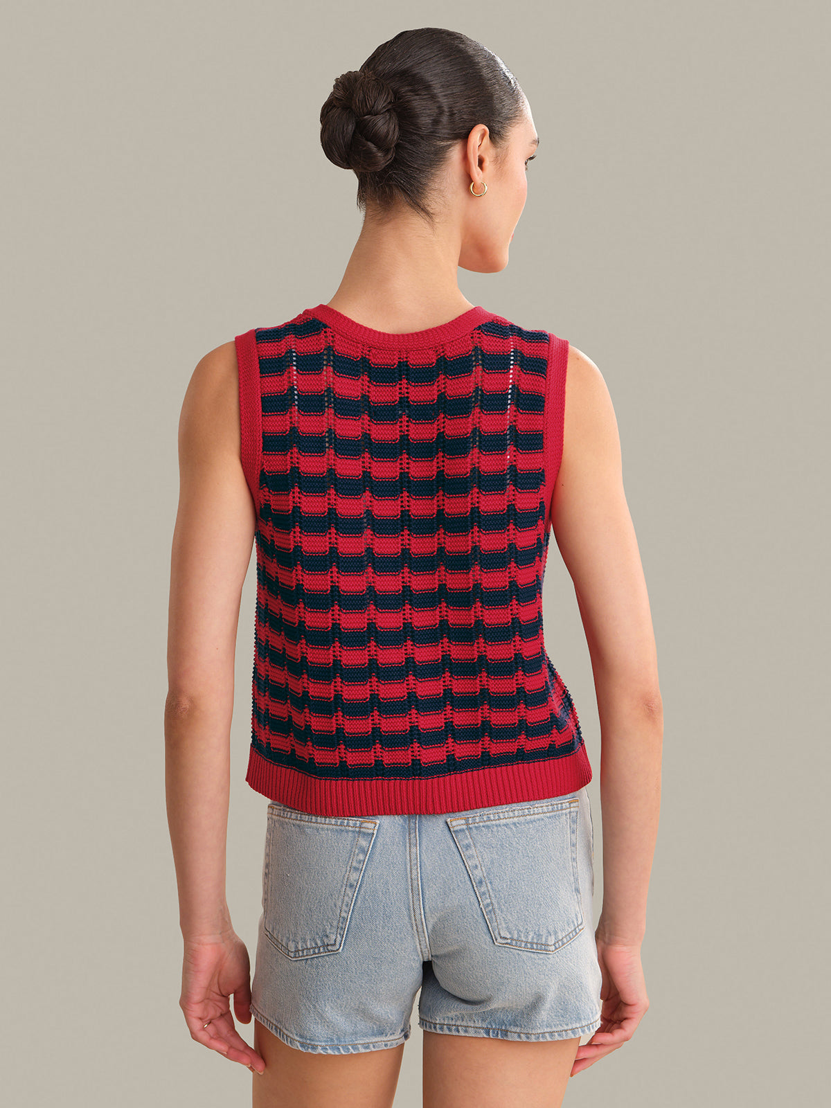 Isla Striped Button Front Vest