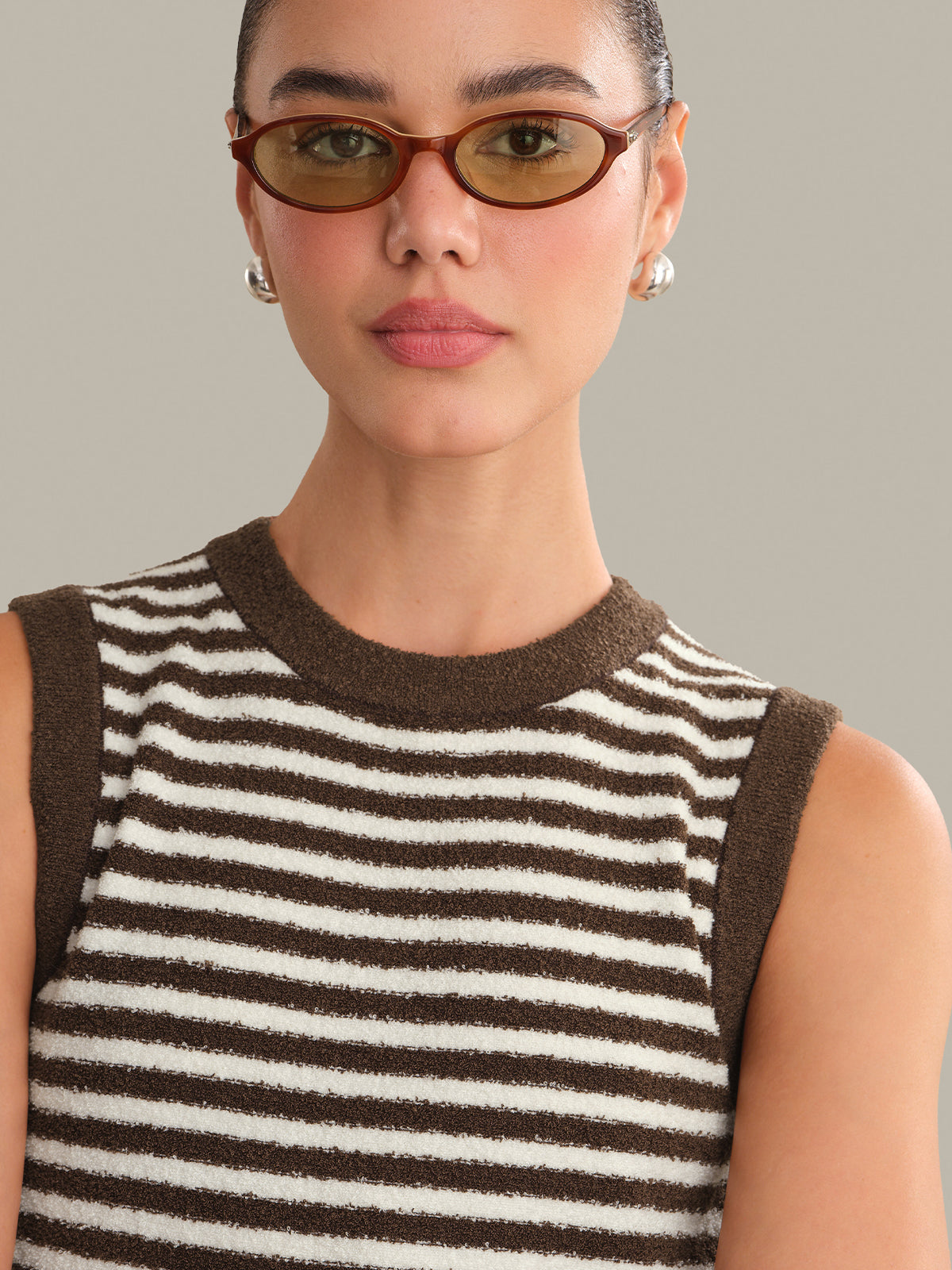 Alessia Teddy Stripe Crew Neck Tank