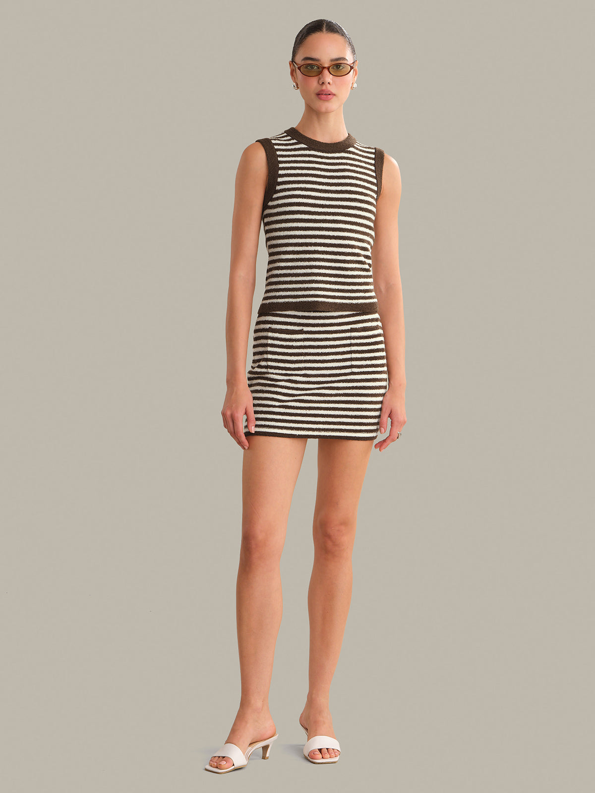 Alessia Teddy Stripe Crew Neck Tank
