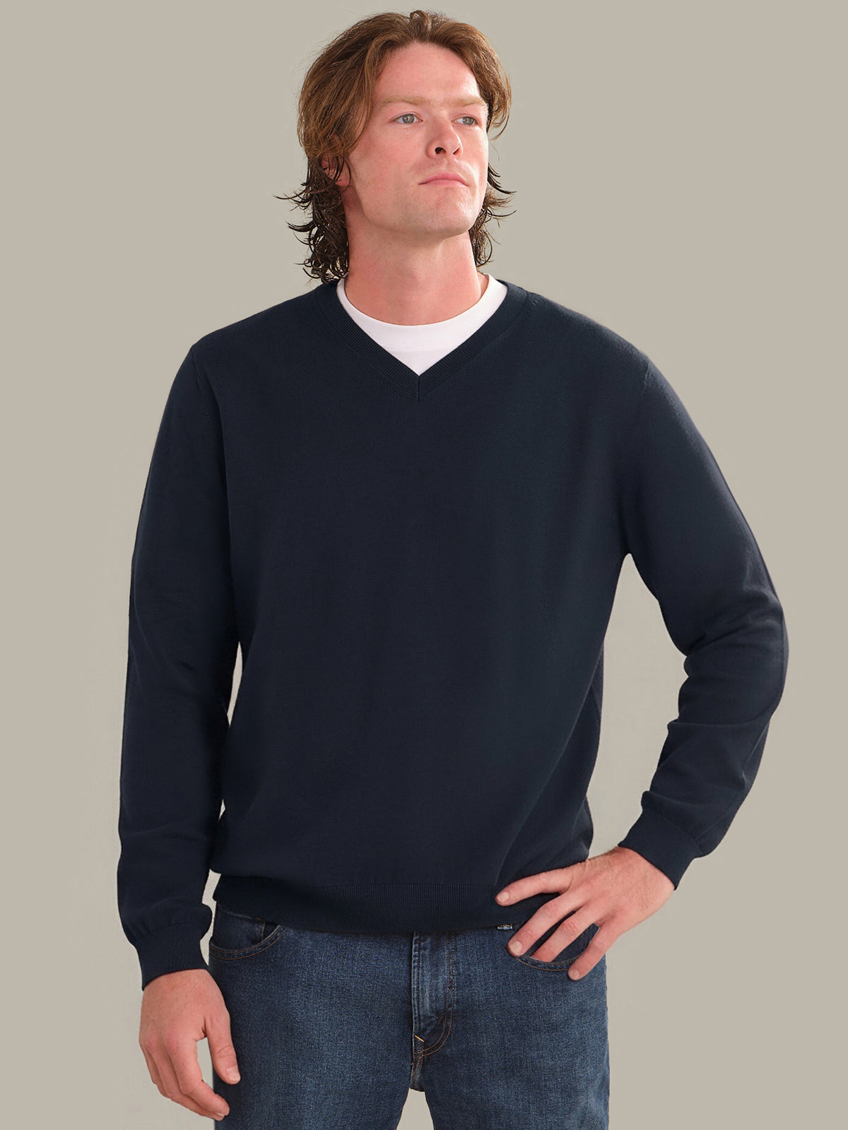 Men's Cotton V-Neck Sweater