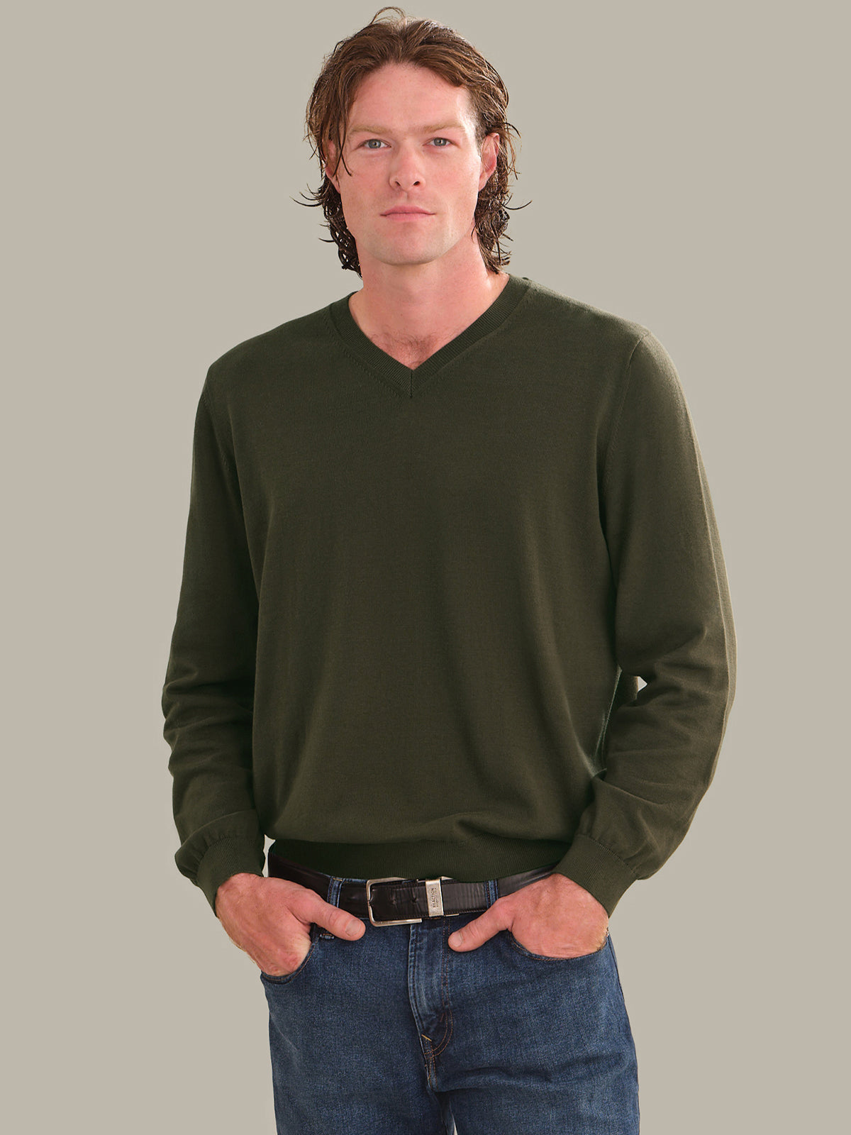 Men's Cotton V-Neck Sweater