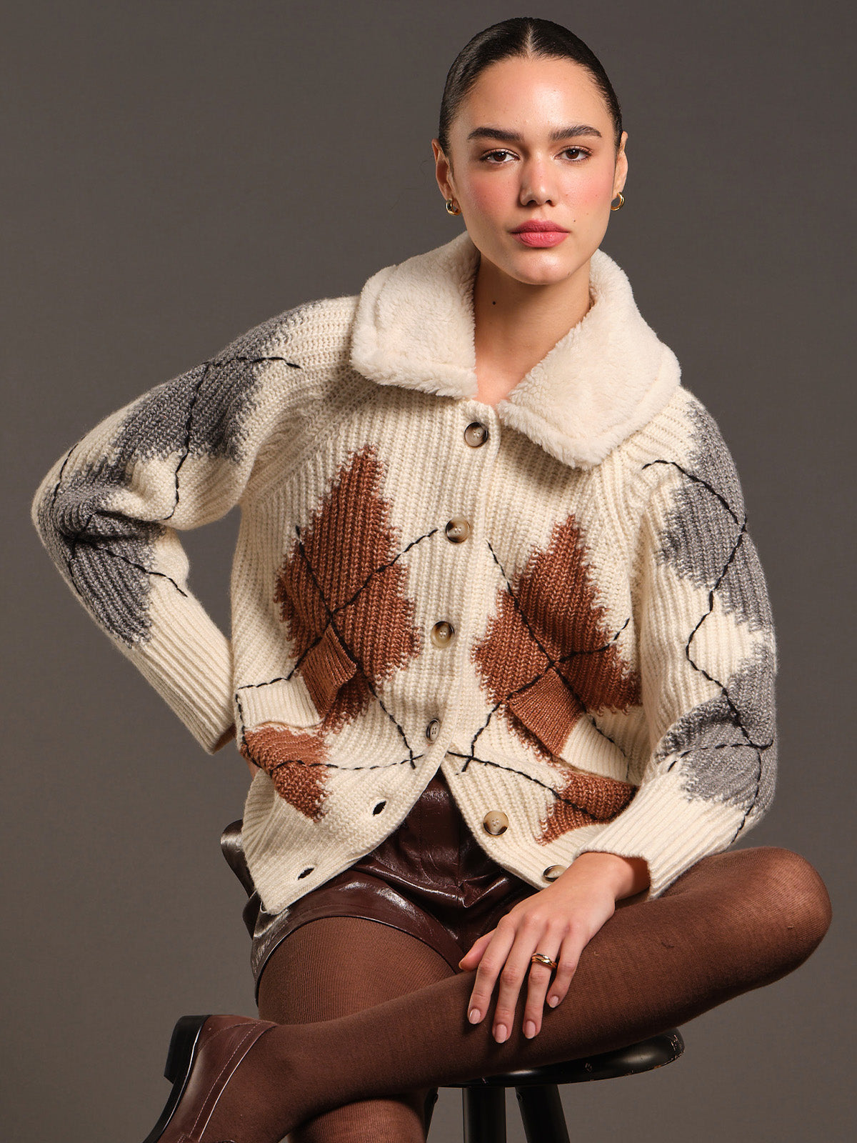 525 America Talia: Argyle Knit Cardigan