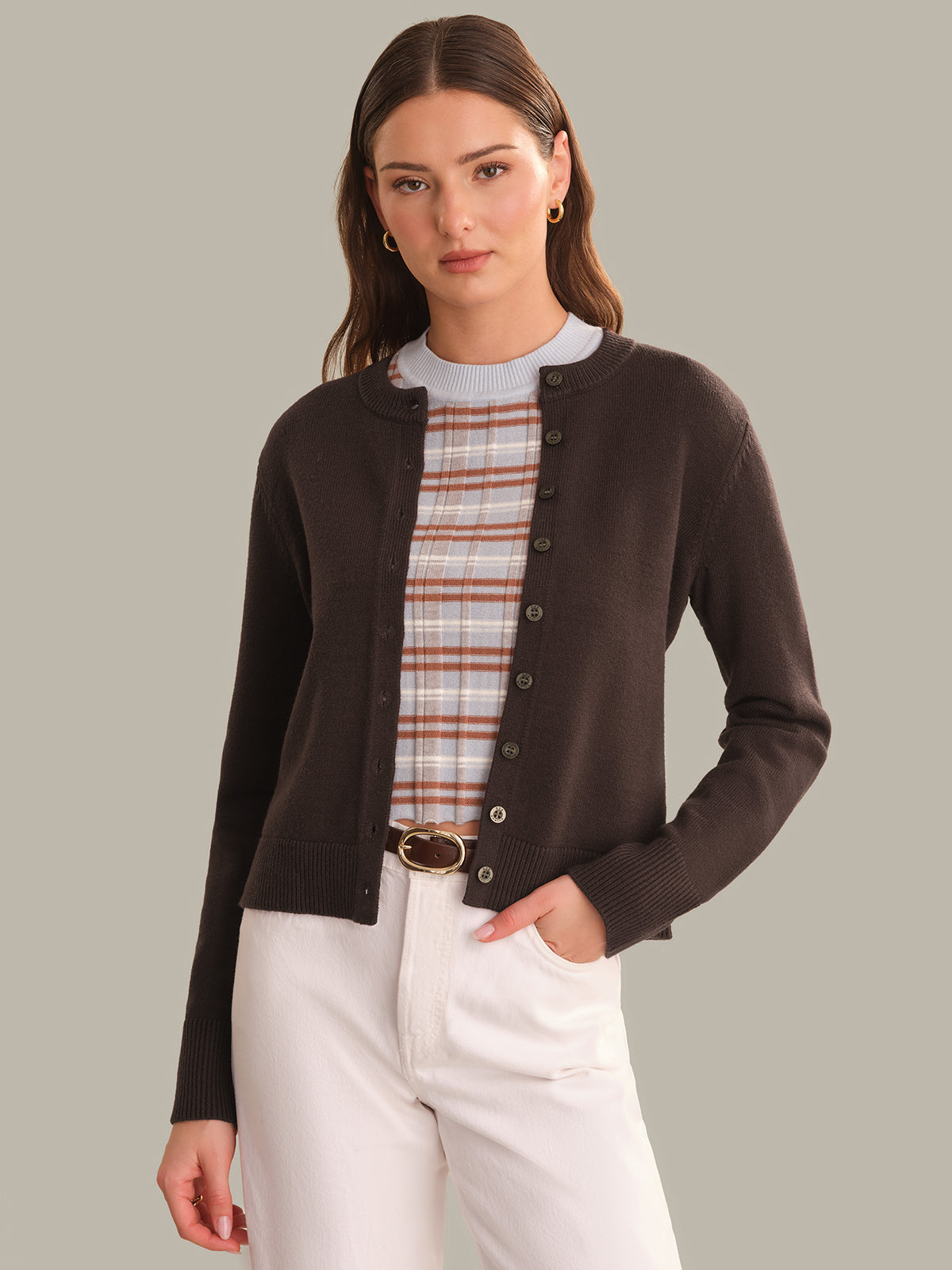 Briony Crew Neck Front Cardigan