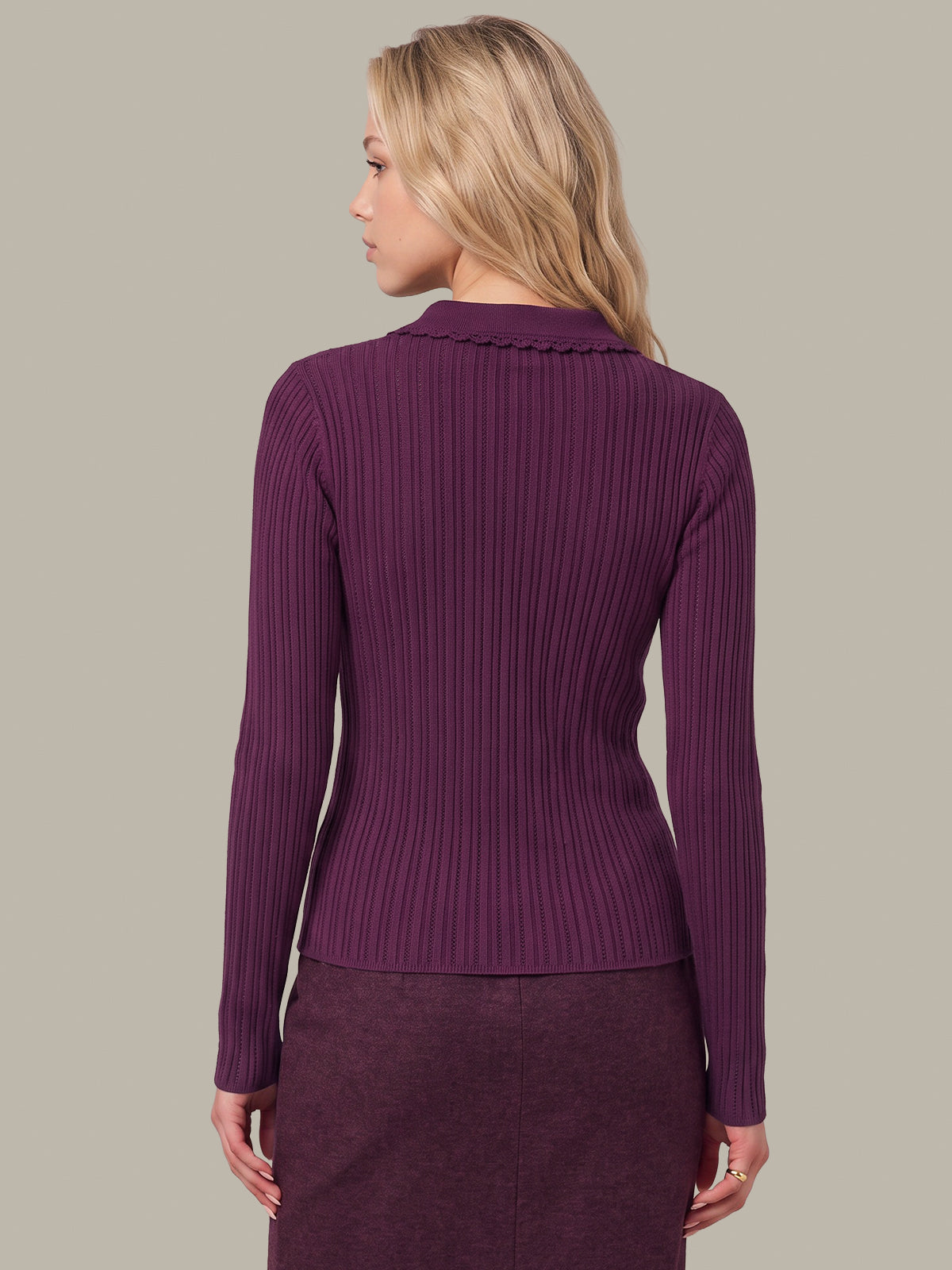 Tabitha Crochet Collar Long Sleeve Henley