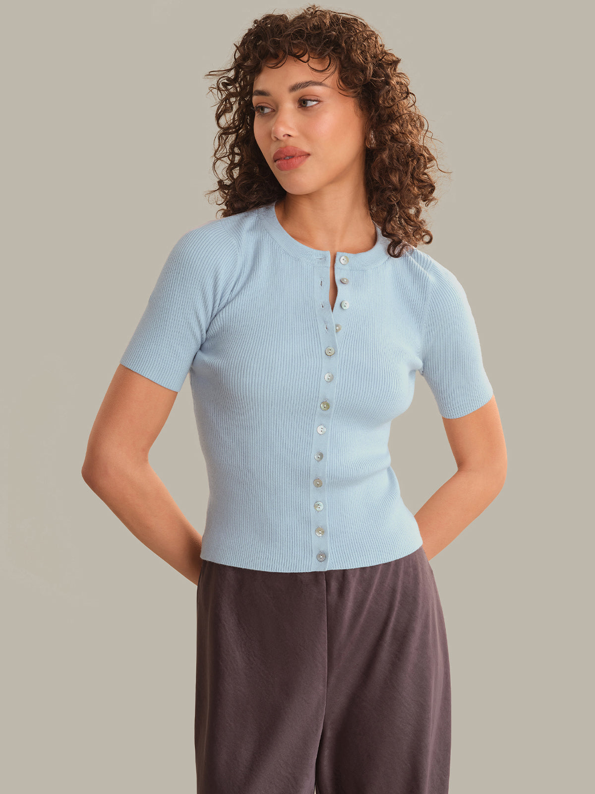Georgie Elbow Sleeve Button Down Cardigan