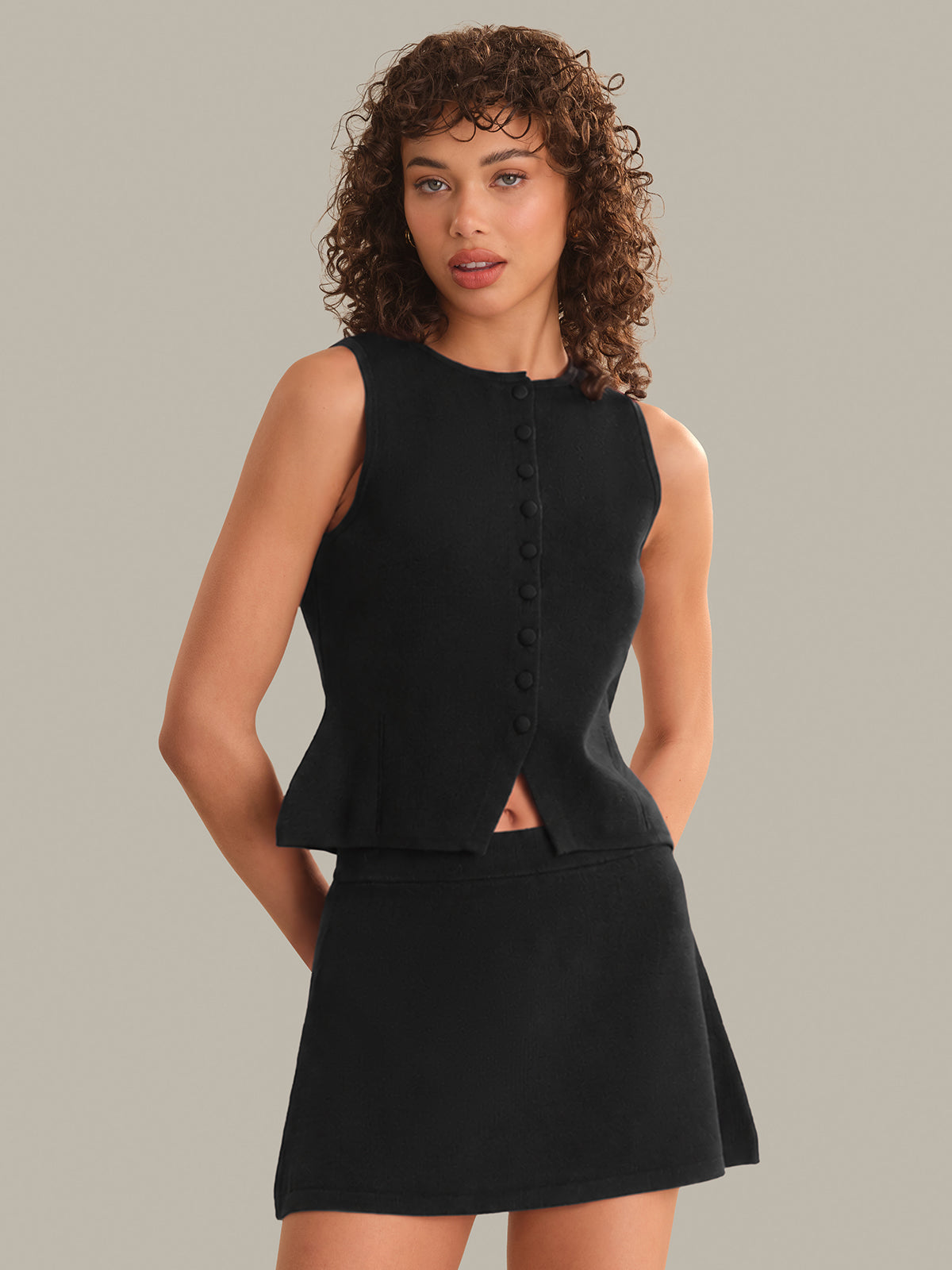 Nicolette Fitted Button Front Vest