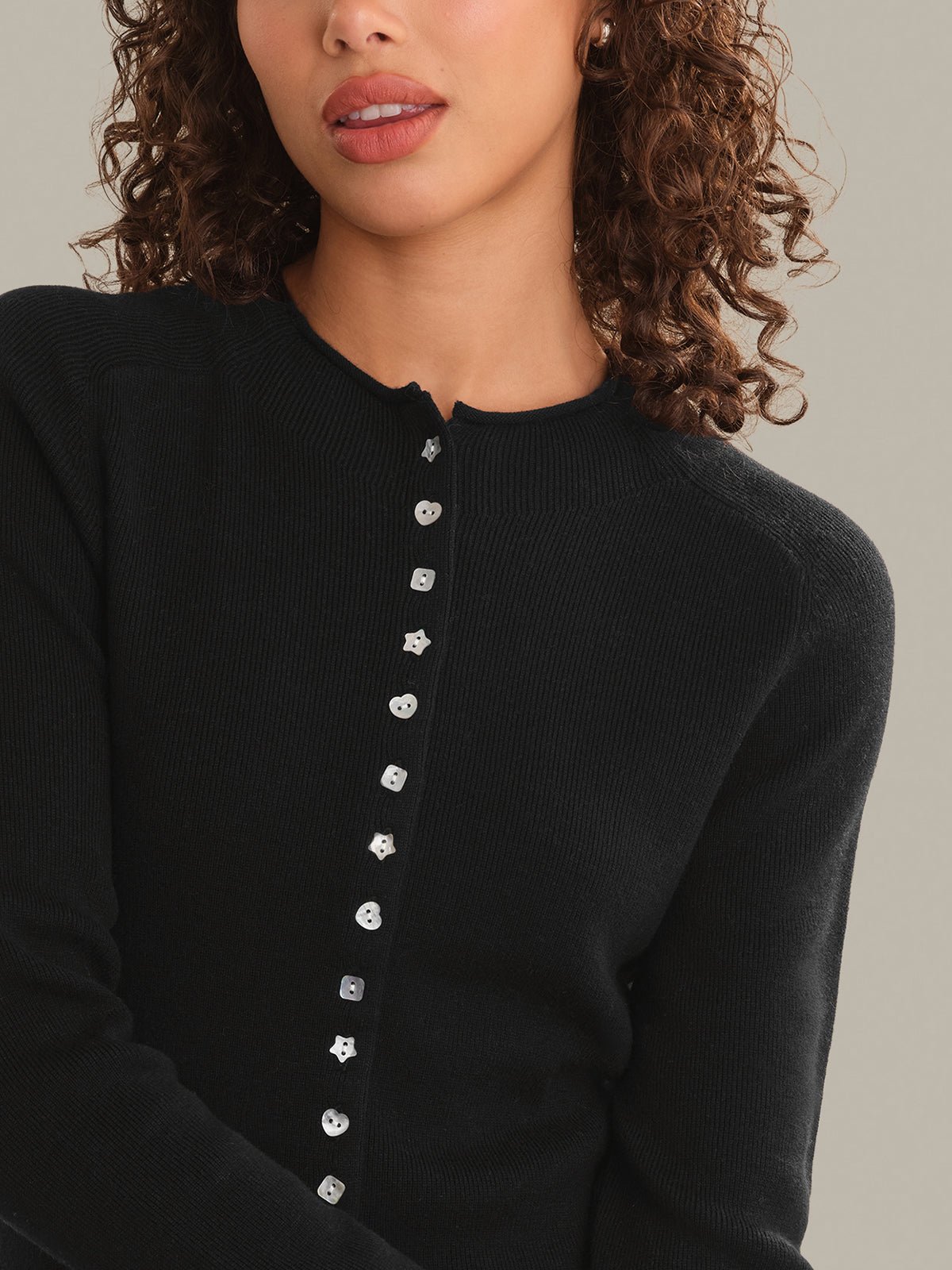 Calloway Mixed Button High Neck Cardigan