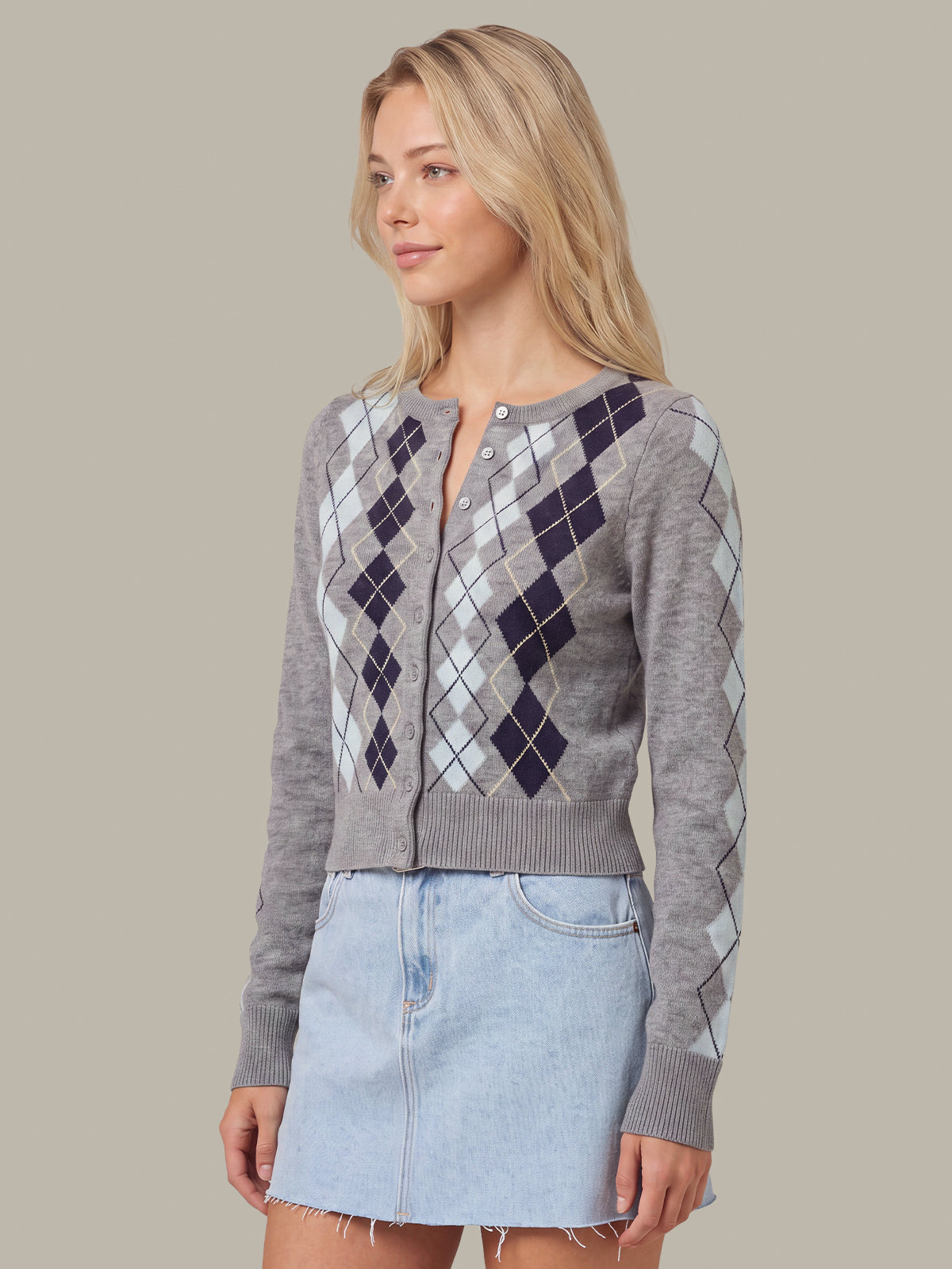 Serena Intarsia Argyle Cardigan